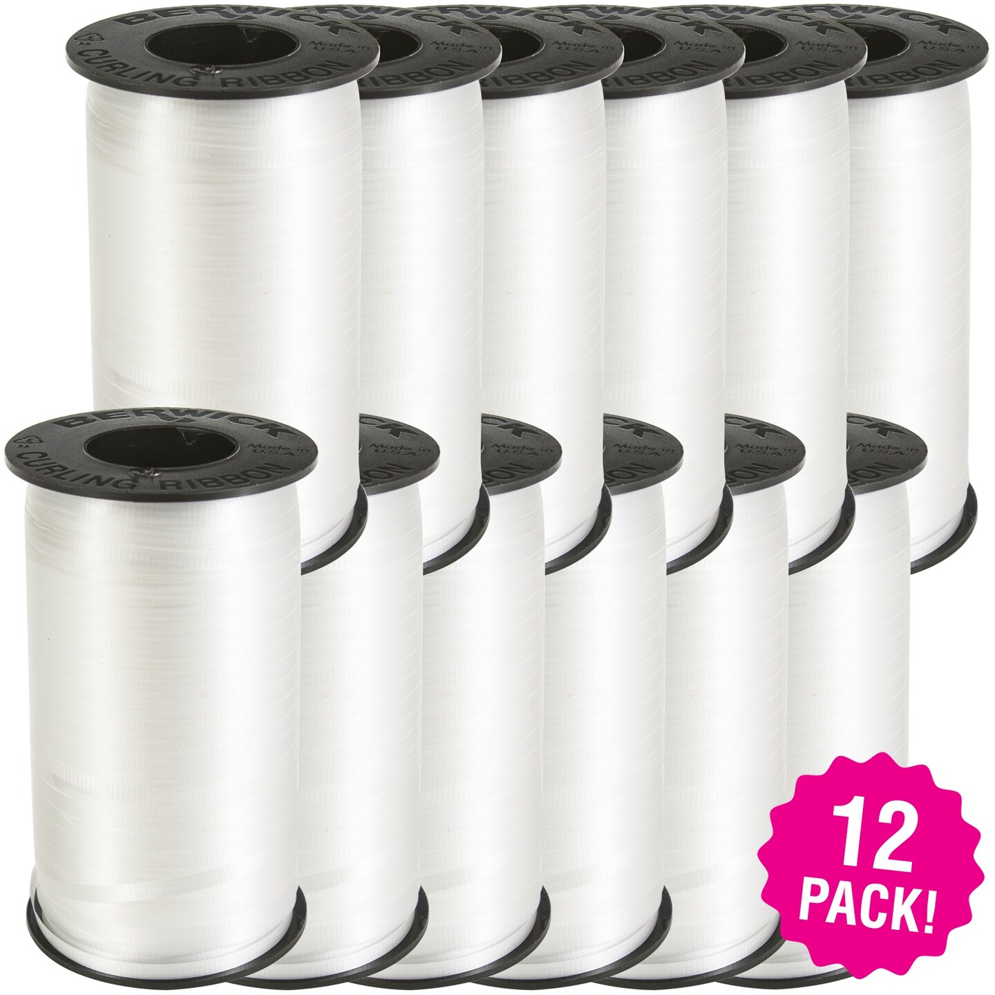 Multipack of 12 - Splendorette Crimped Curling Ribbon .1875"X500yd-White