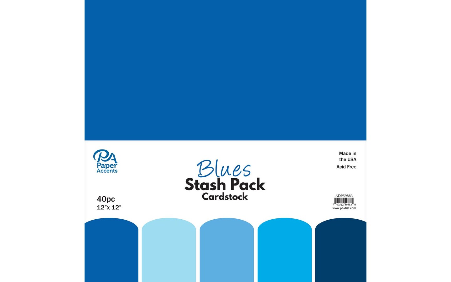 PA Paper Accents Stash Pack Cardstock Pack 12" x 12" Blues colored cardstock paper for card