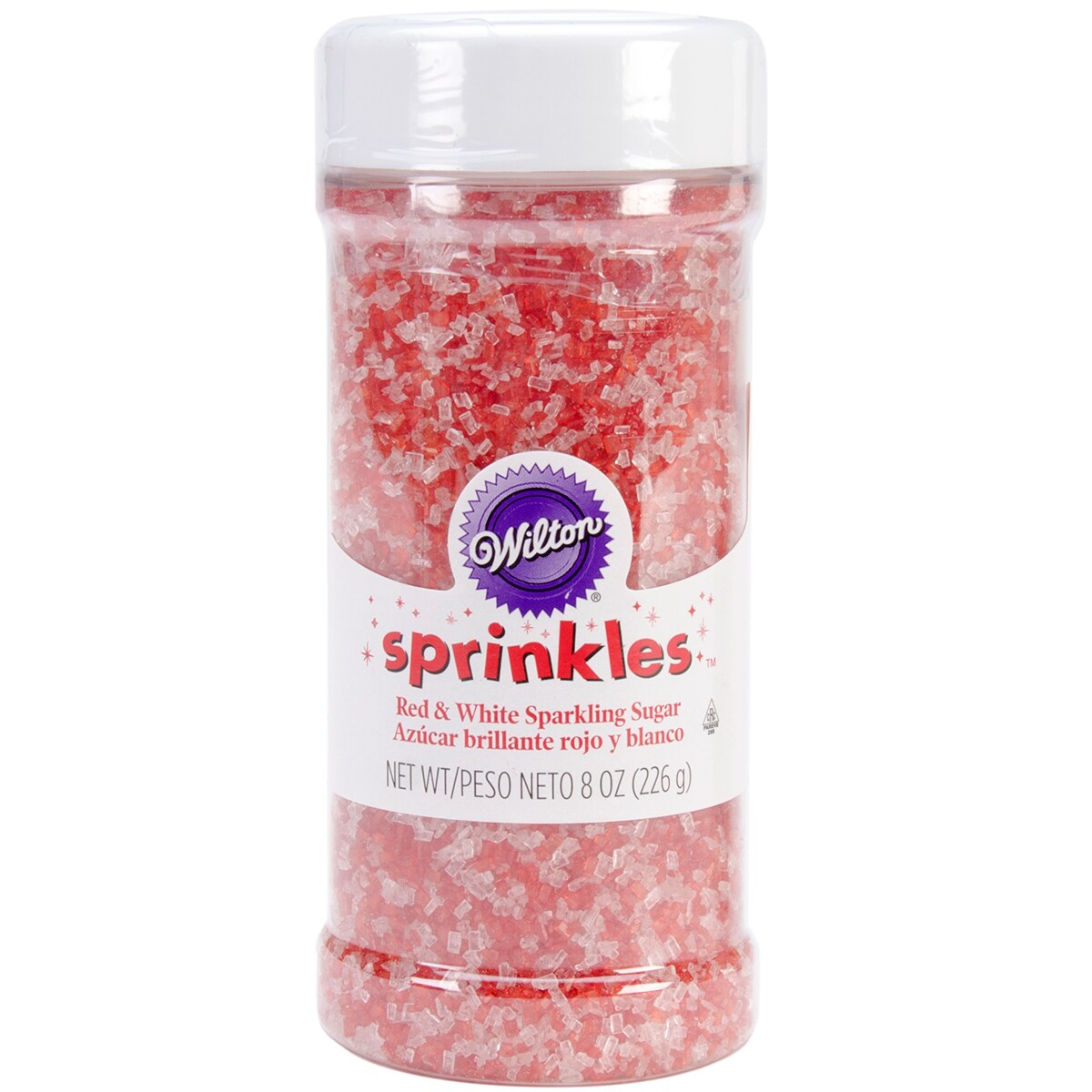Wilton Sparkling Sugar Sprinkles 8Oz-Red &#x26; White