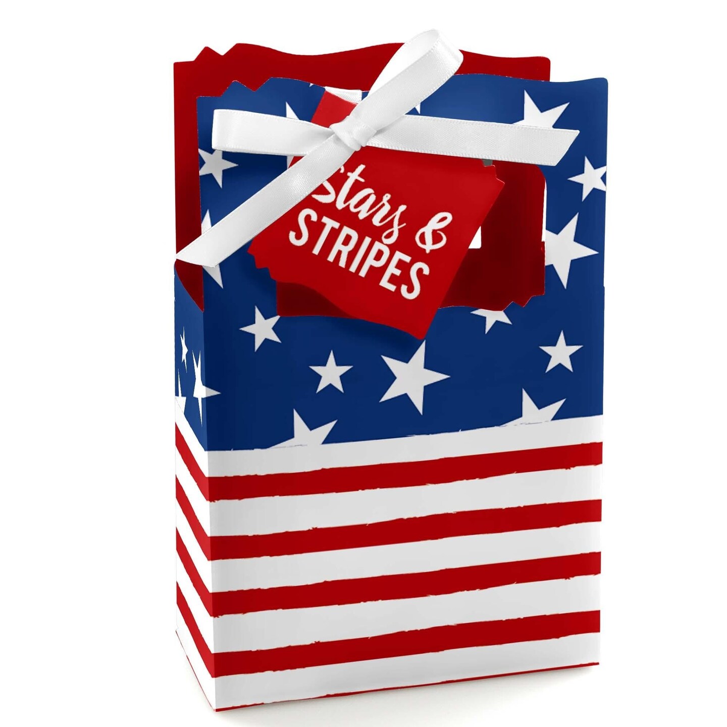 Big Dot of Happiness Stars &#x26; Stripes - Memorial Day, 4th of July and Labor Day USA Patriotic Independence Day Party Favor Boxes - Set of 12