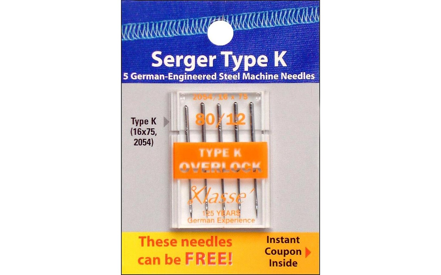 Klasse Mach Needle Serger 16x75 Sz 80/12 5pc Michaels