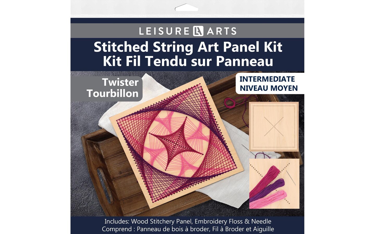 Wood Stitched String Art Kit with Shadow Box Cube - adult or kids