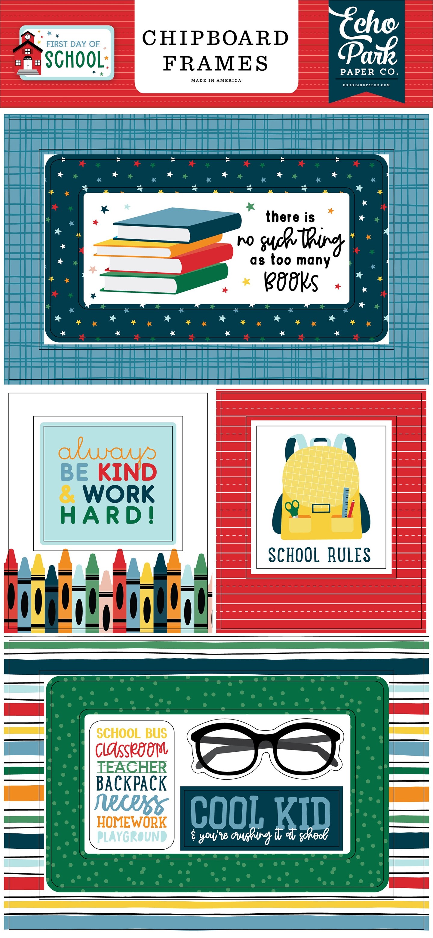 First Day Of School Chipboard 6"X13"-Frames