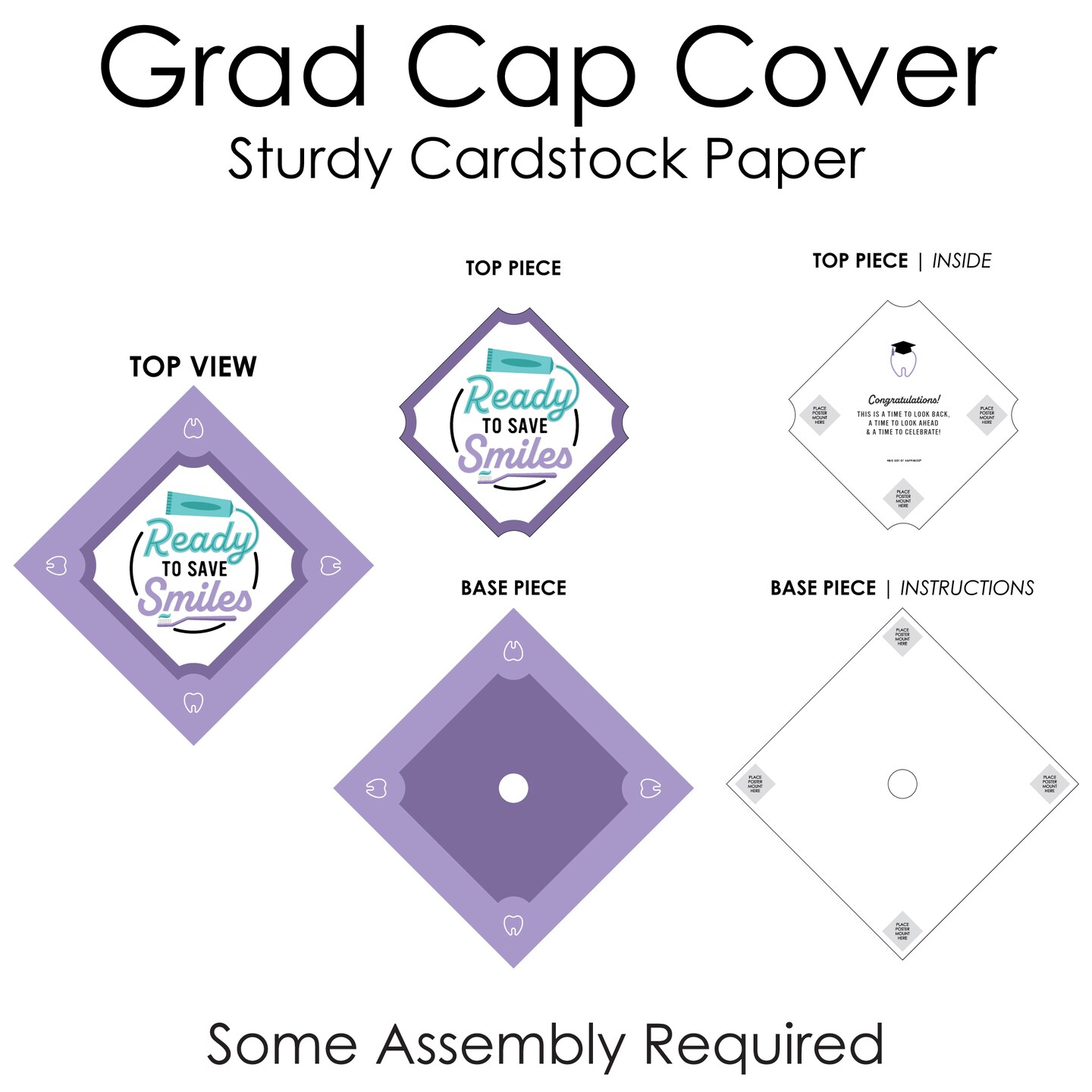 Big Dot of Happiness Dental School Grad - Dentistry and Hygienist Graduation Cap Decorations Kit - Grad Cap Cover