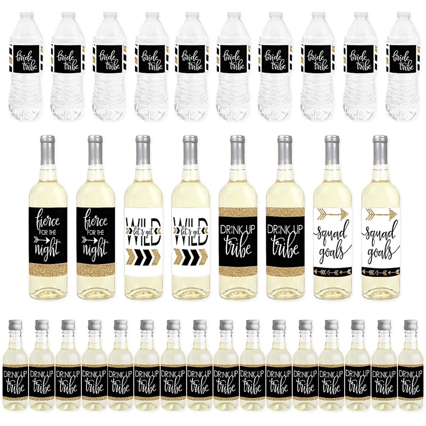 Big Dot of Happiness &#x22;Bride Tribe&#x22; - Bridal Shower or Bachelorette Party Decorations - Beverage Bar Kit - 34 Pieces