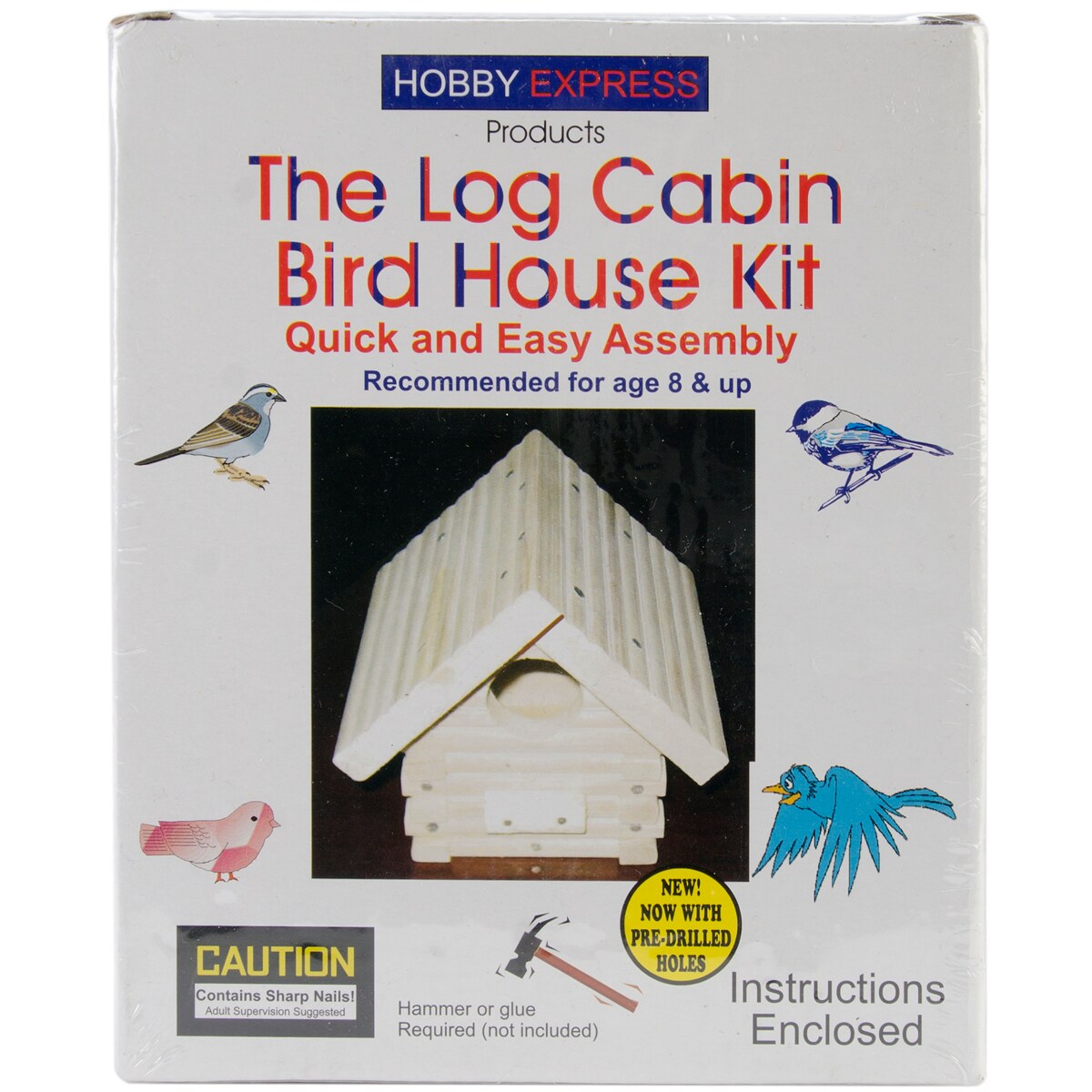 MI Toys Hobby Express Unfinished Wood Kit-Log Cabin Bird House