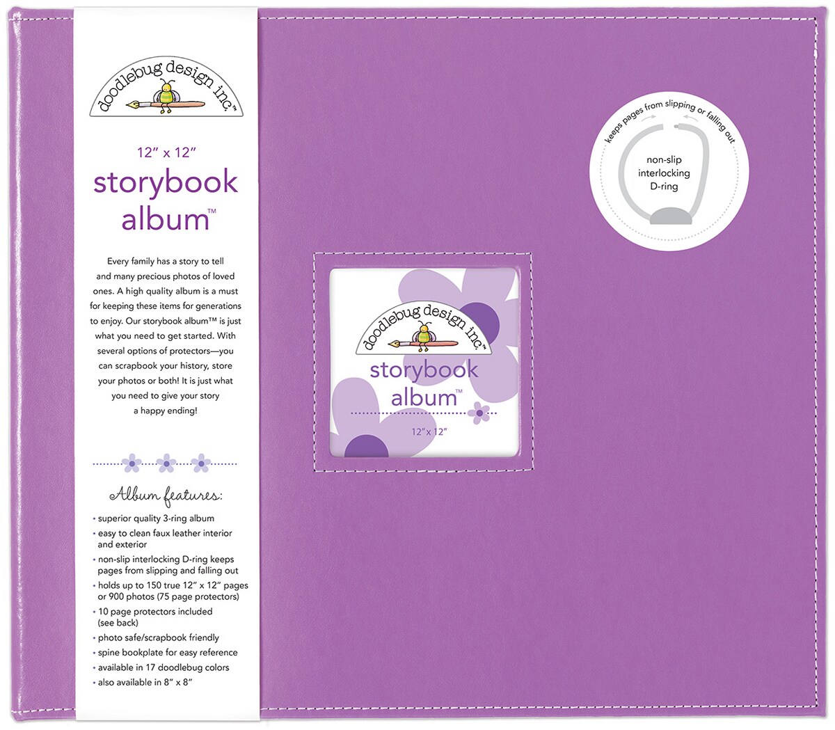 Doodlebug Storybook D-Ring Album 12&#x22;X12&#x22;-Lilac