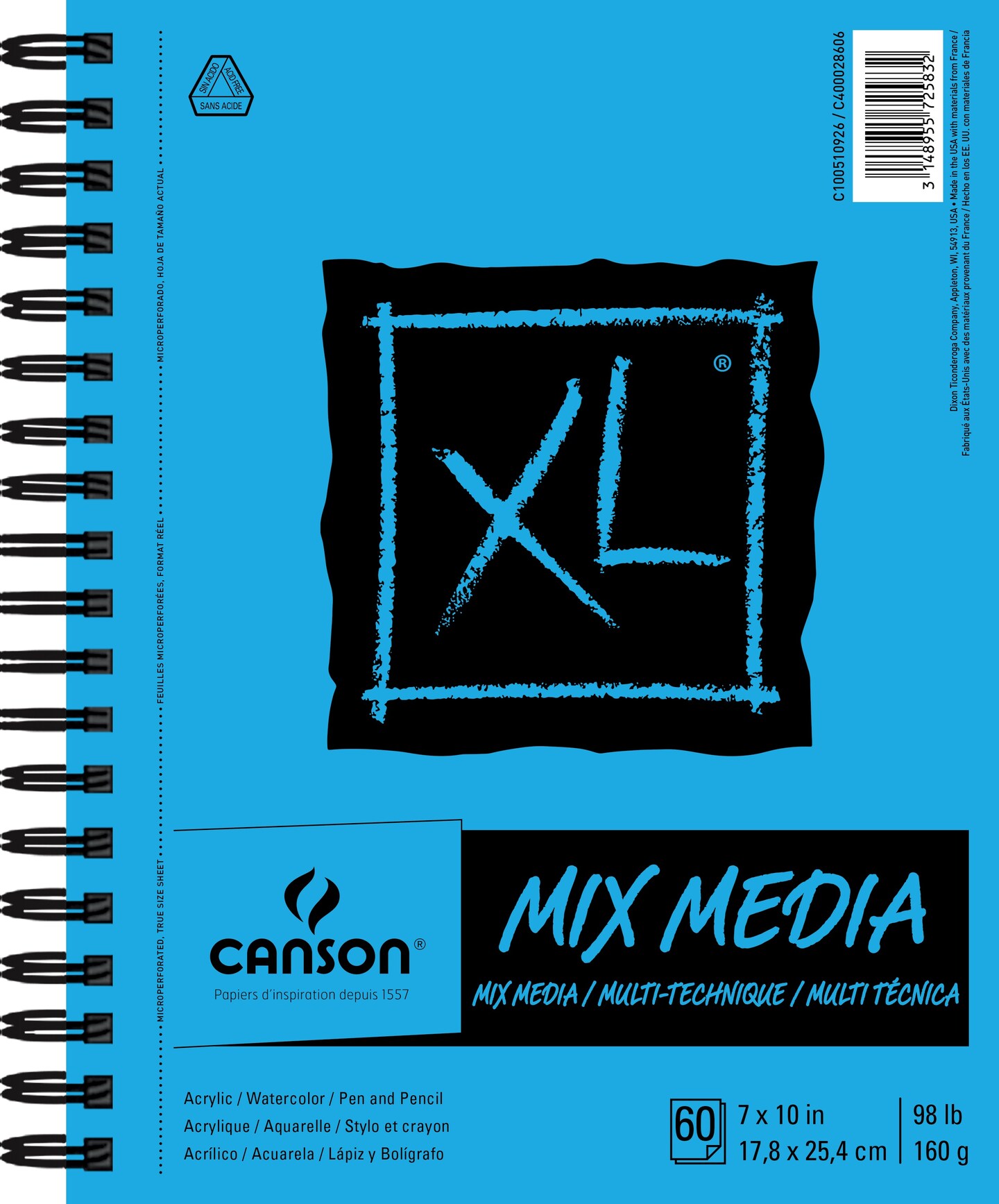 Canson Xl Spiral Multi-Media Paper Pad 7X10-60 Sheets