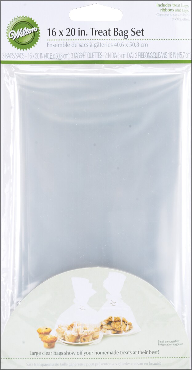 Wilton Treat Bags 16&#x22;X20&#x22; 3/Pkg-Clear