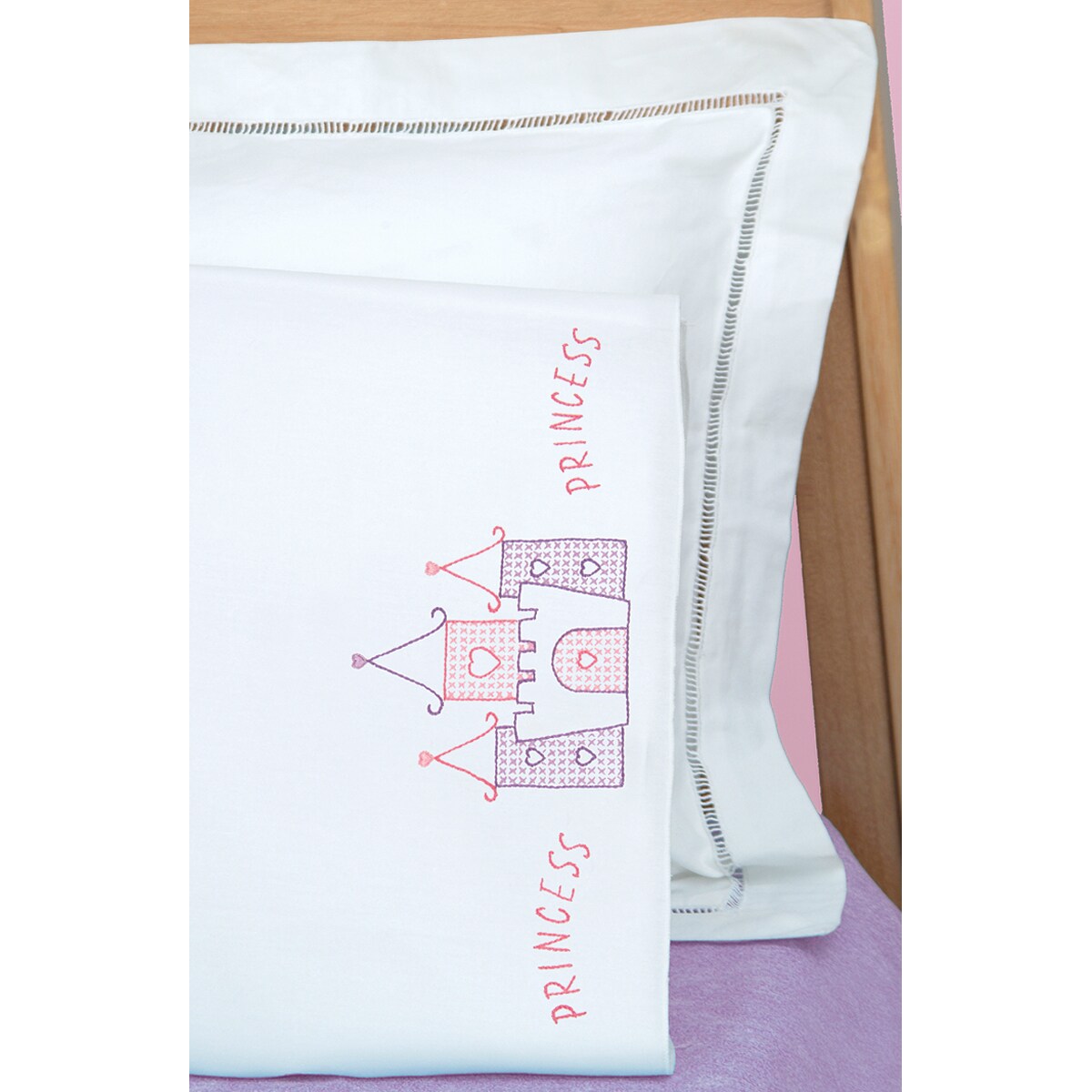 Jack Dempsey Children&#x27;s Stamped Pillowcase W/Perle Edge-Princess