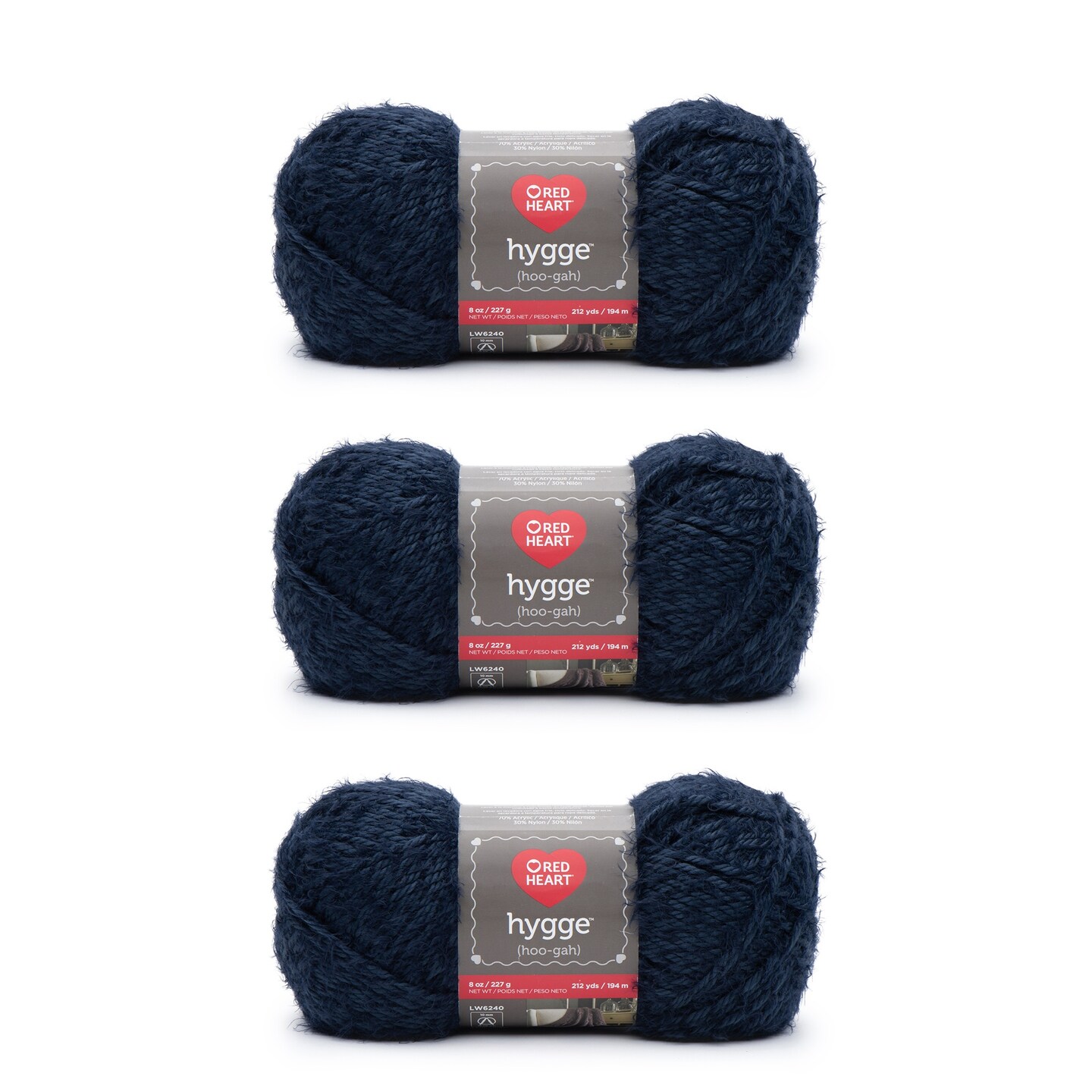 Red Heart Hygge Indigo Yarn - 3 Pack of 227g/8oz - Acrylic Nylon Blend - 5 Bulky - 212 Yards - Knitting/Crochet