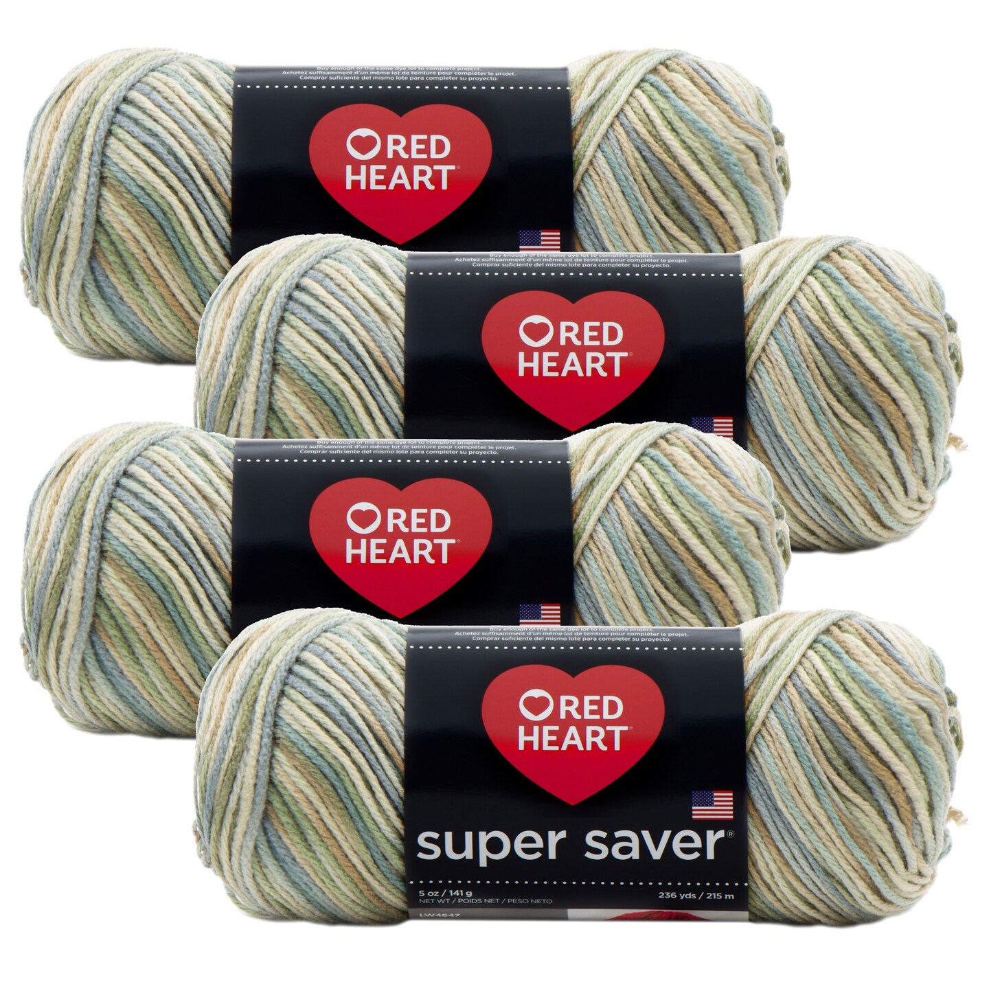 (Pack of 4) Red Heart Super Saver Yarn-Aspen