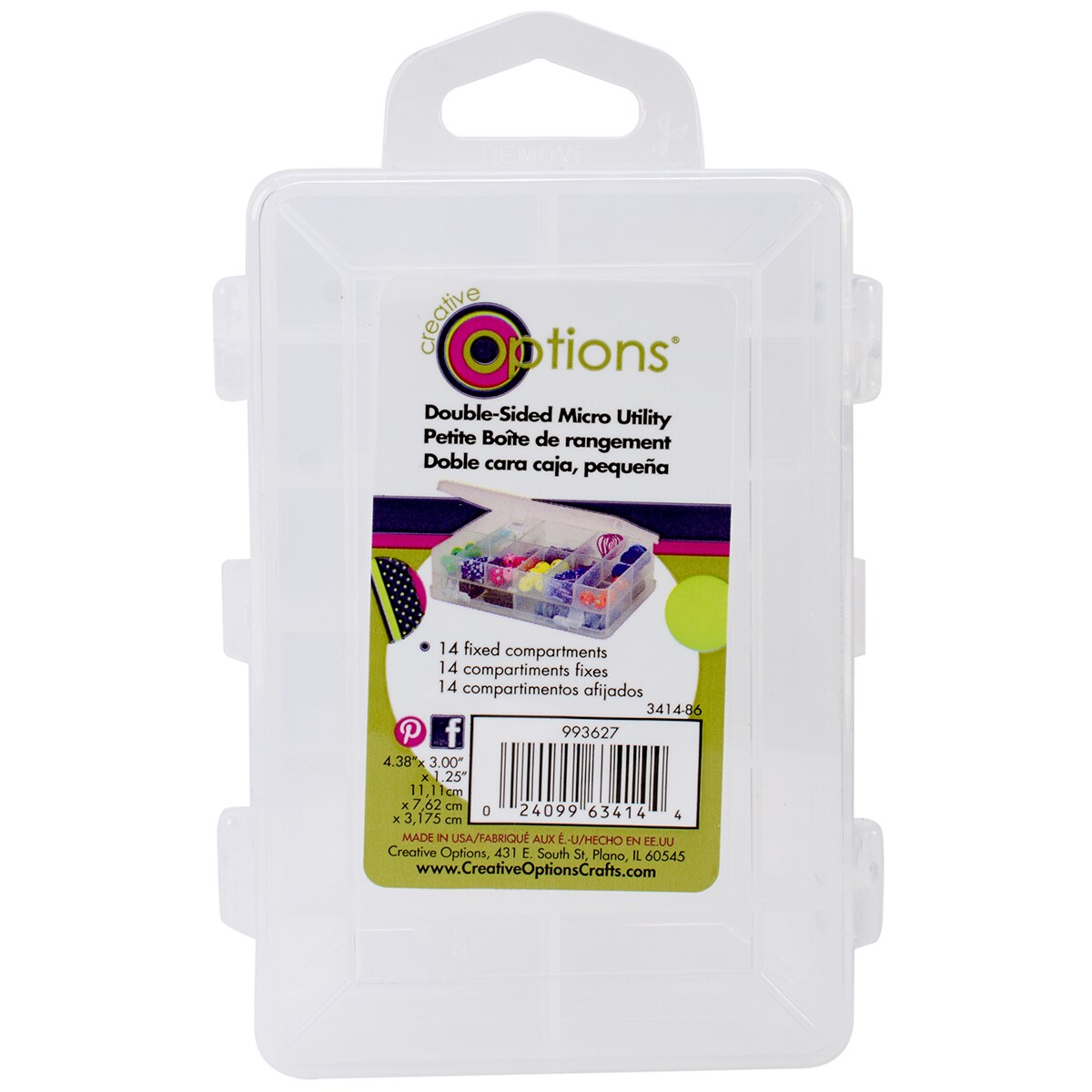 Creative Options Micro Double Utility Box 14 Compartments-4.375"X3"X1.25" Clear