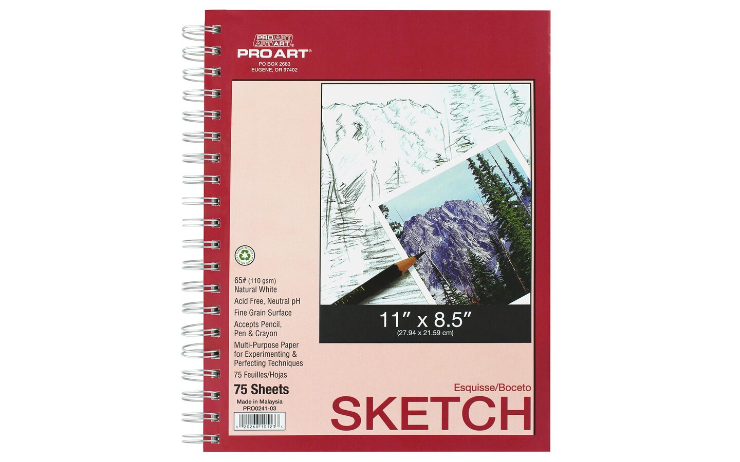 Pro Art Sketch Pad 8.5"x11" 75 sheets, 60lb, Side Wire, Sketch Book, Sketchbook, Drawing Pad, Sketch Pad, Drawing Paper, Art Book, Drawing Book, Art Paper, Sketchbook for Drawing