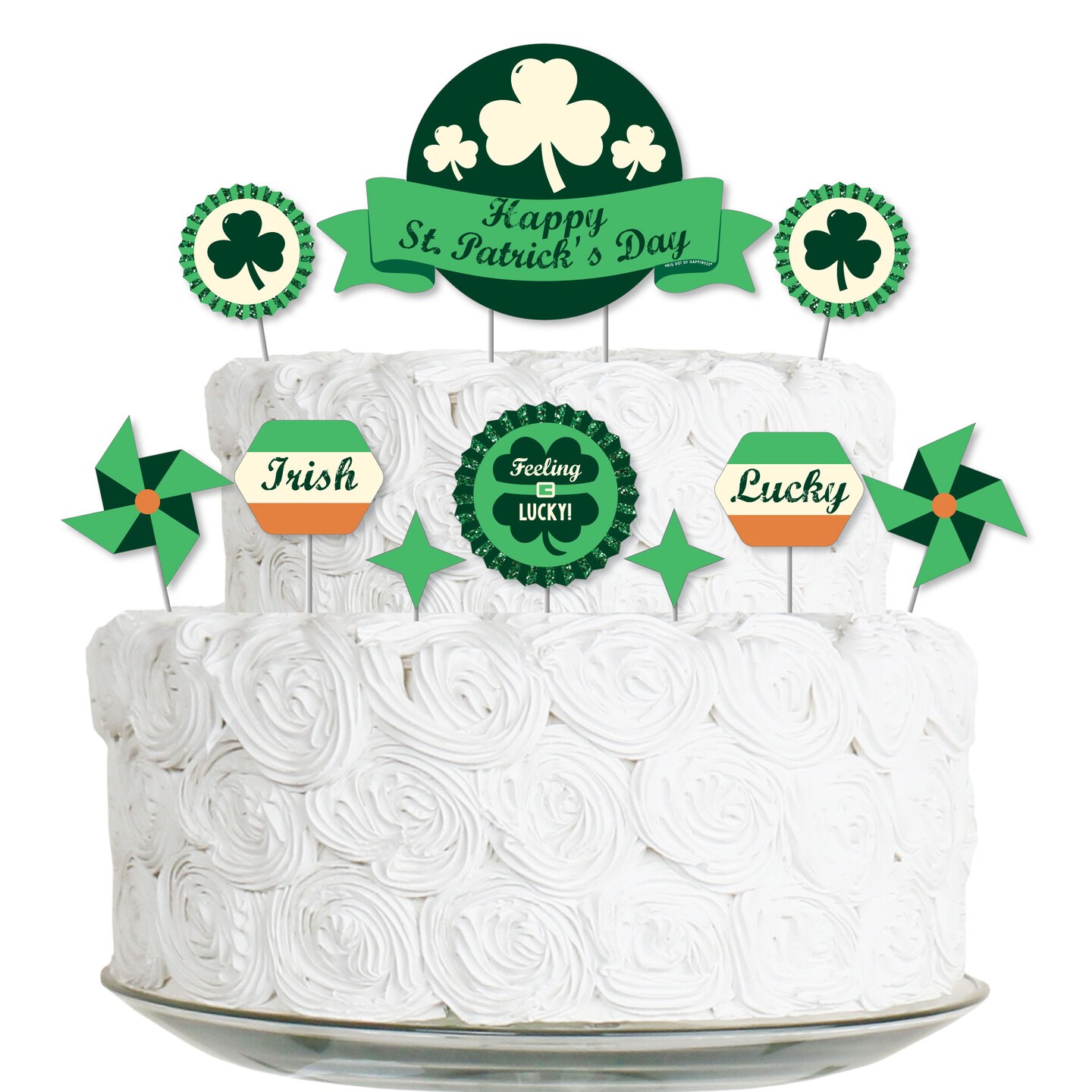 Big Dot of Happiness St. Patrick&#x27;s Day - Saint Patty&#x27;s Day Party Cake Decorating Kit - Happy St. Patrick&#x27;s Day Cake Topper Set - 11 Pieces