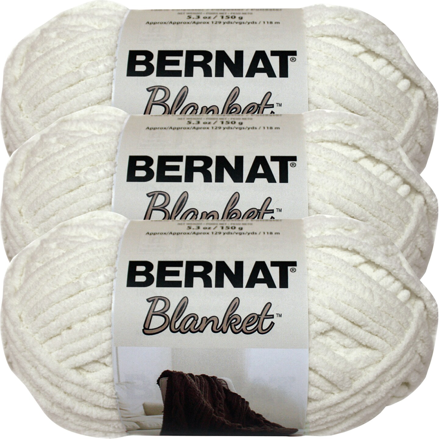 Multipack of 3 - Bernat Blanket Yarn-Vintage White
