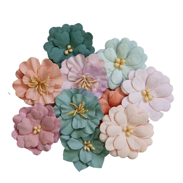 Prima Marketing Mulberry Paper Flowers-Glow/Indigo