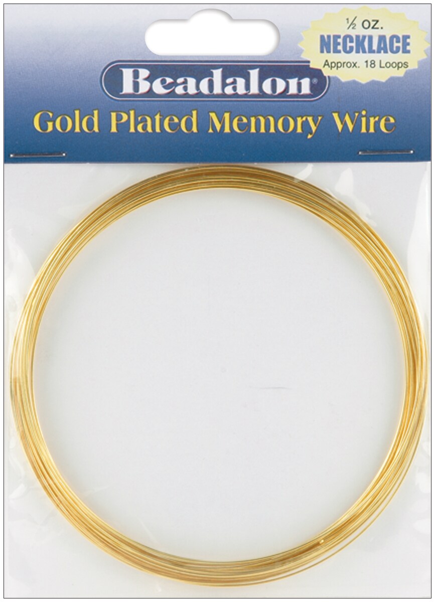 Beadalon Memory Wire Necklace .62mm .5oz-Gold-Plated - 18 Coils