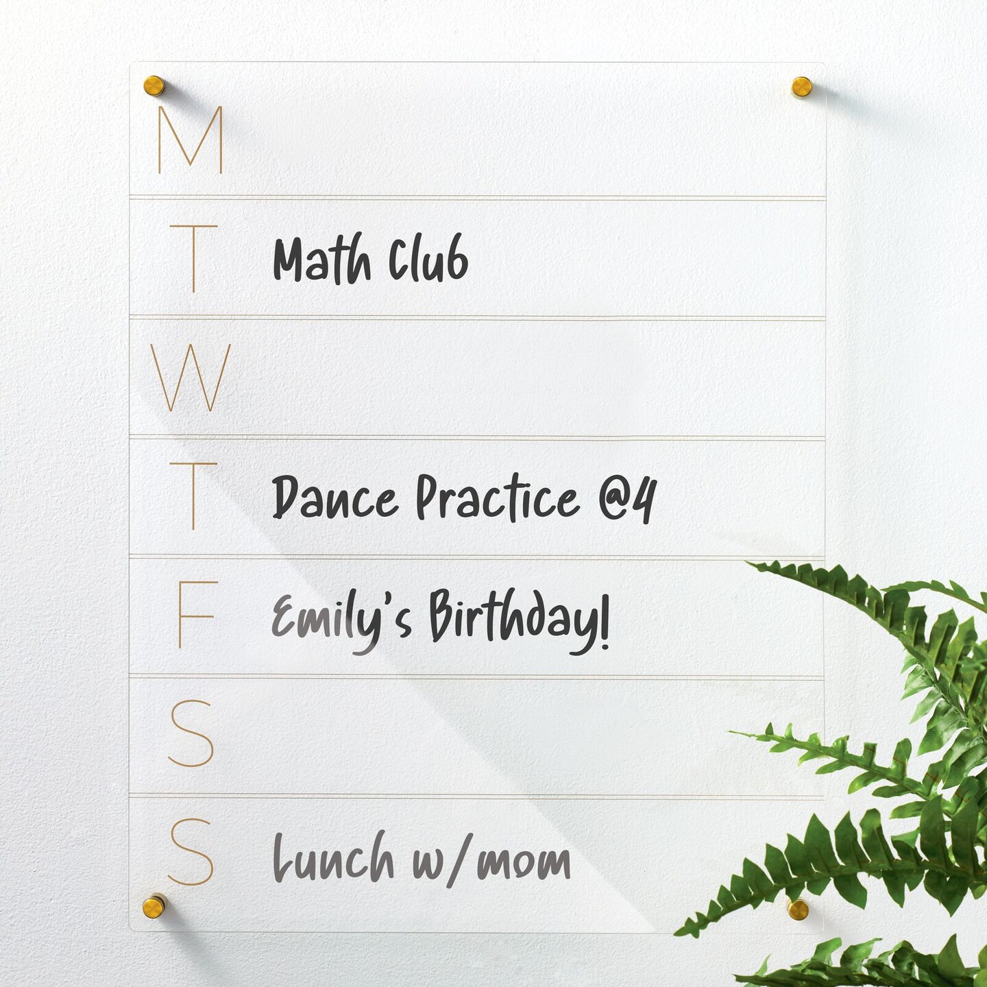 mDesign Day of the Week Wall Calendar Planner with Dry Erase Marker