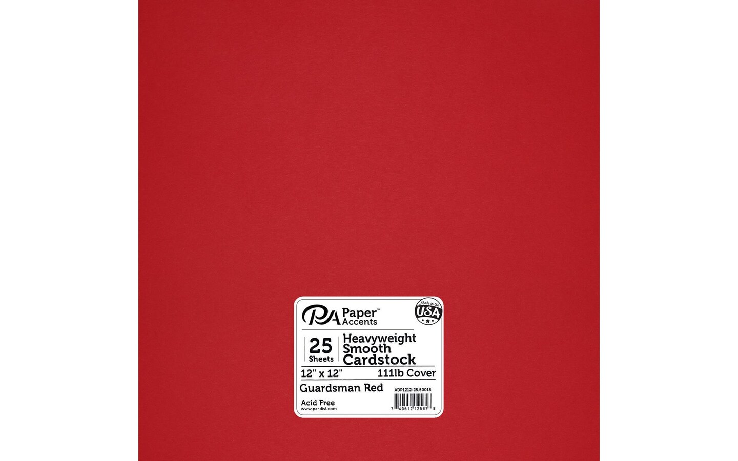PA Paper Accents Heavyweight Smooth Cardstock 12&#x22; x 12&#x22; Guardsman Red, 111lb colored cardstock paper for card making, scrapbooking, printing, quilling and crafts, 25 piece pack