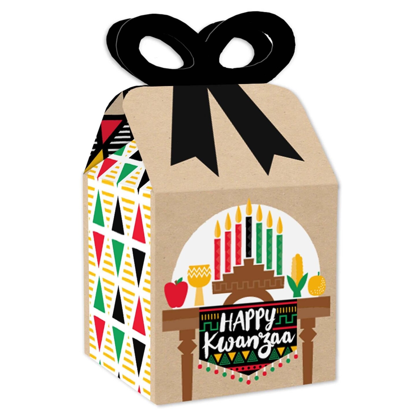 Big Dot of Happiness Happy Kwanzaa - Square Favor Gift Boxes - Bow Boxes - Set of 12