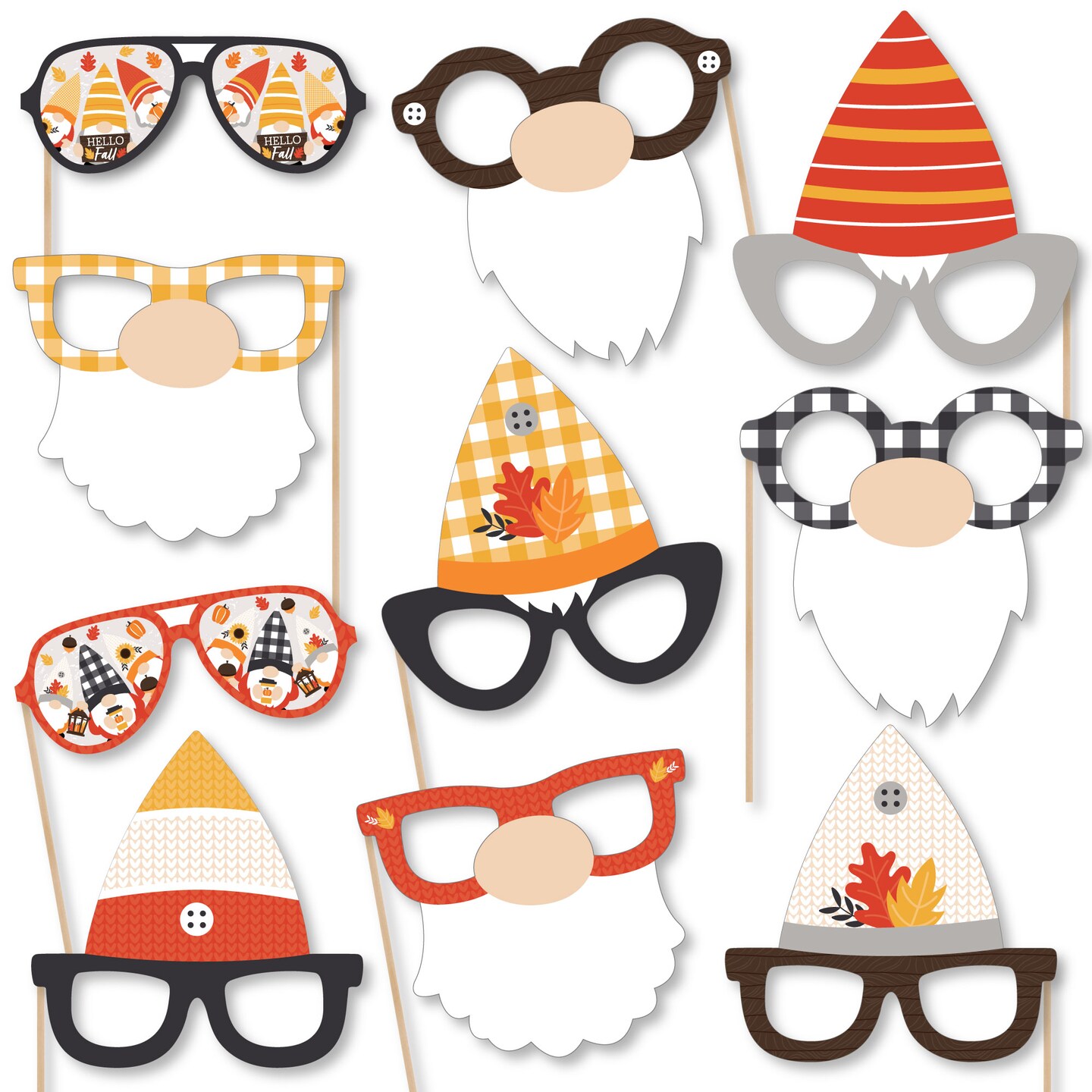 Big Dot of Happiness Fall Gnomes Glasses - Paper Card Stock Autumn Harvest  Party Photo Booth Props Kit - 10 Count | Michaels