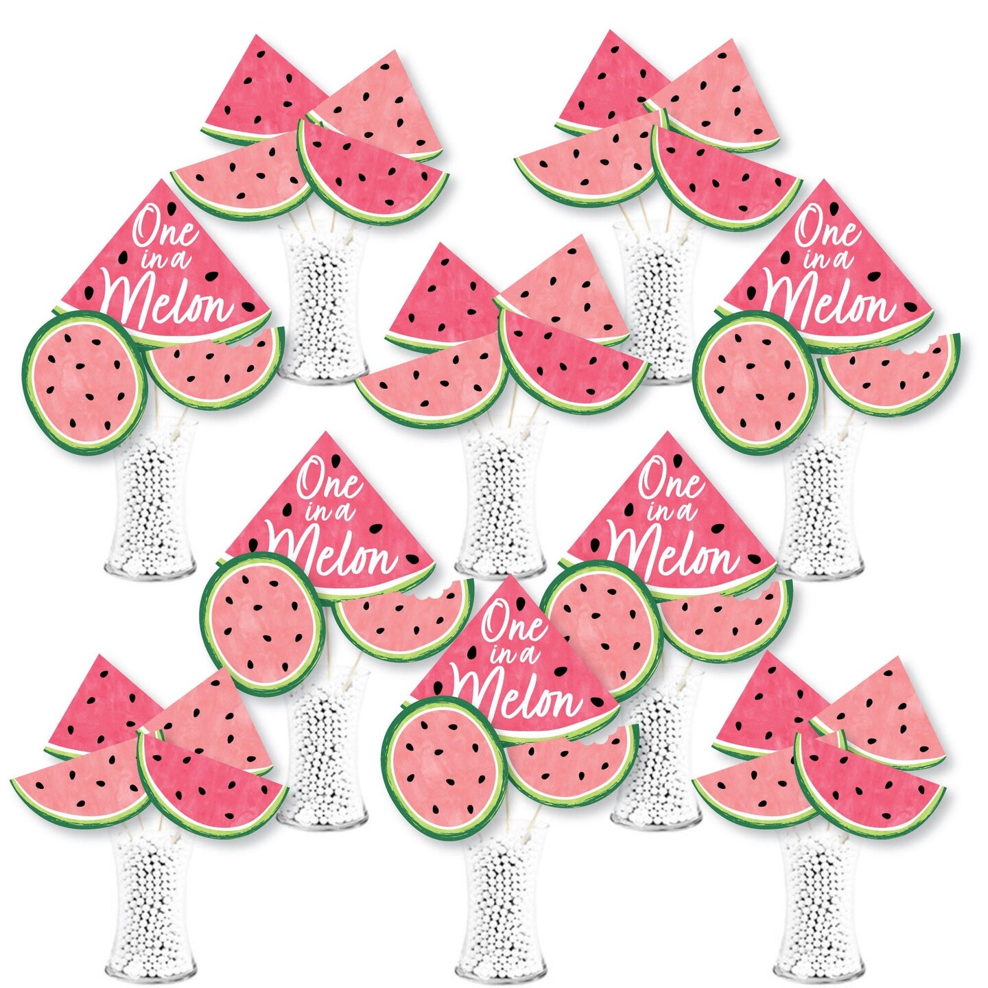 Big Dot of Happiness Sweet Watermelon - Fruit Party Centerpiece Sticks - Showstopper Table Toppers - 35 Pieces