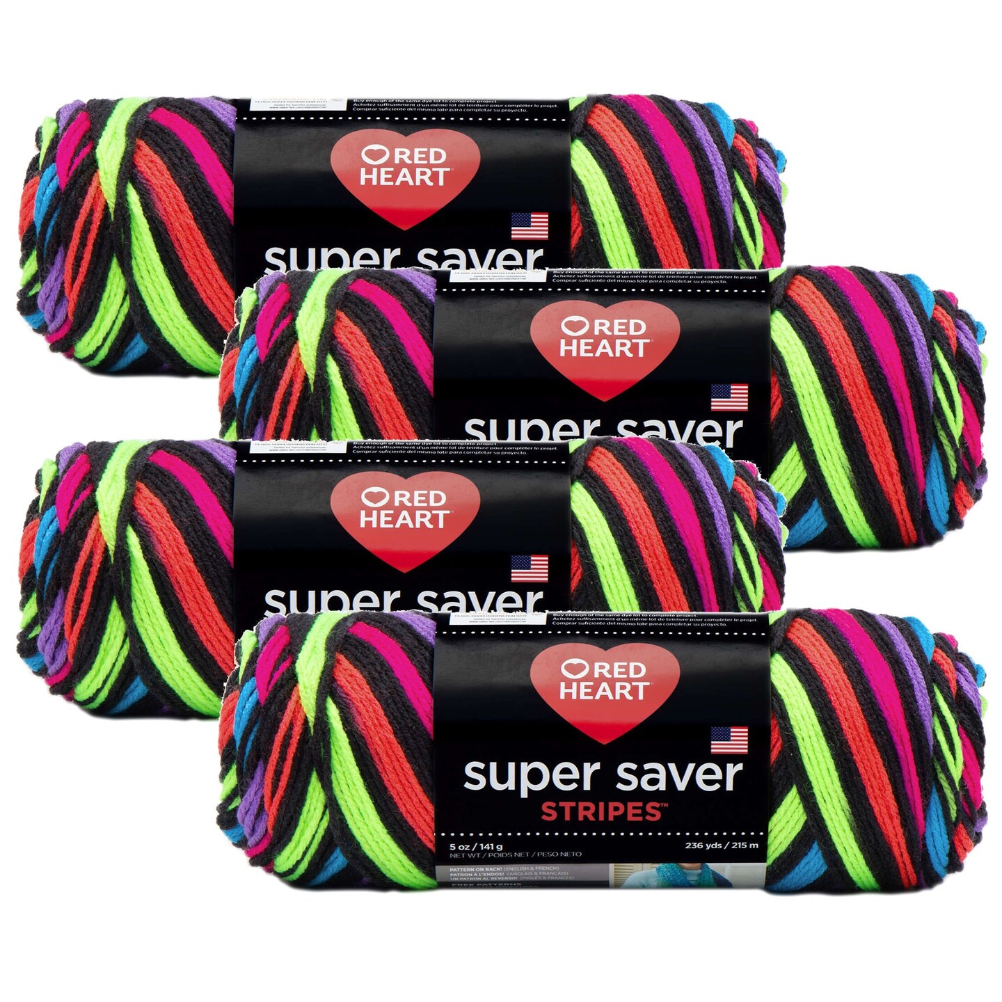(Pack of 4) Red Heart Super Saver Yarn-Neon Stripes | Michaels