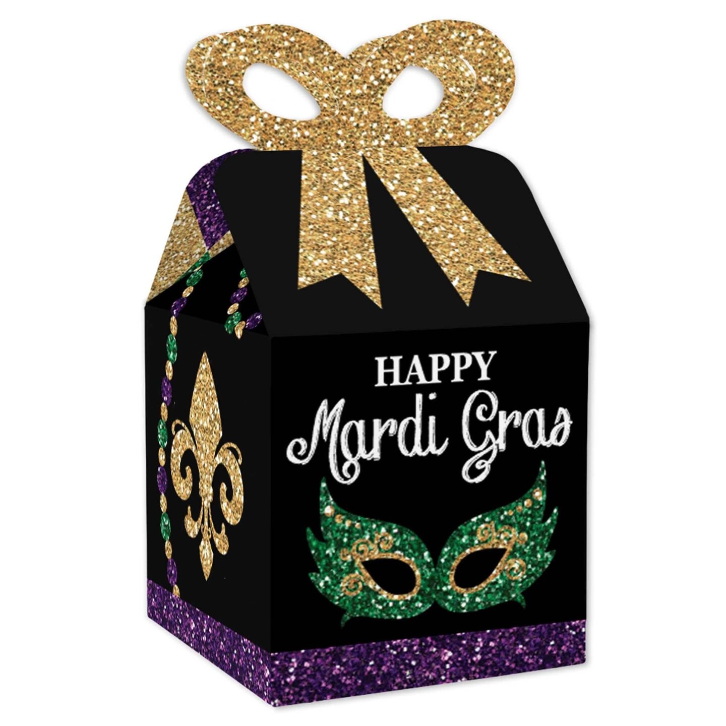 Big Dot Of Happiness Mardi Gras Geschenkboxen | 12 Stück Quadratisch Mit 3D-Schleife