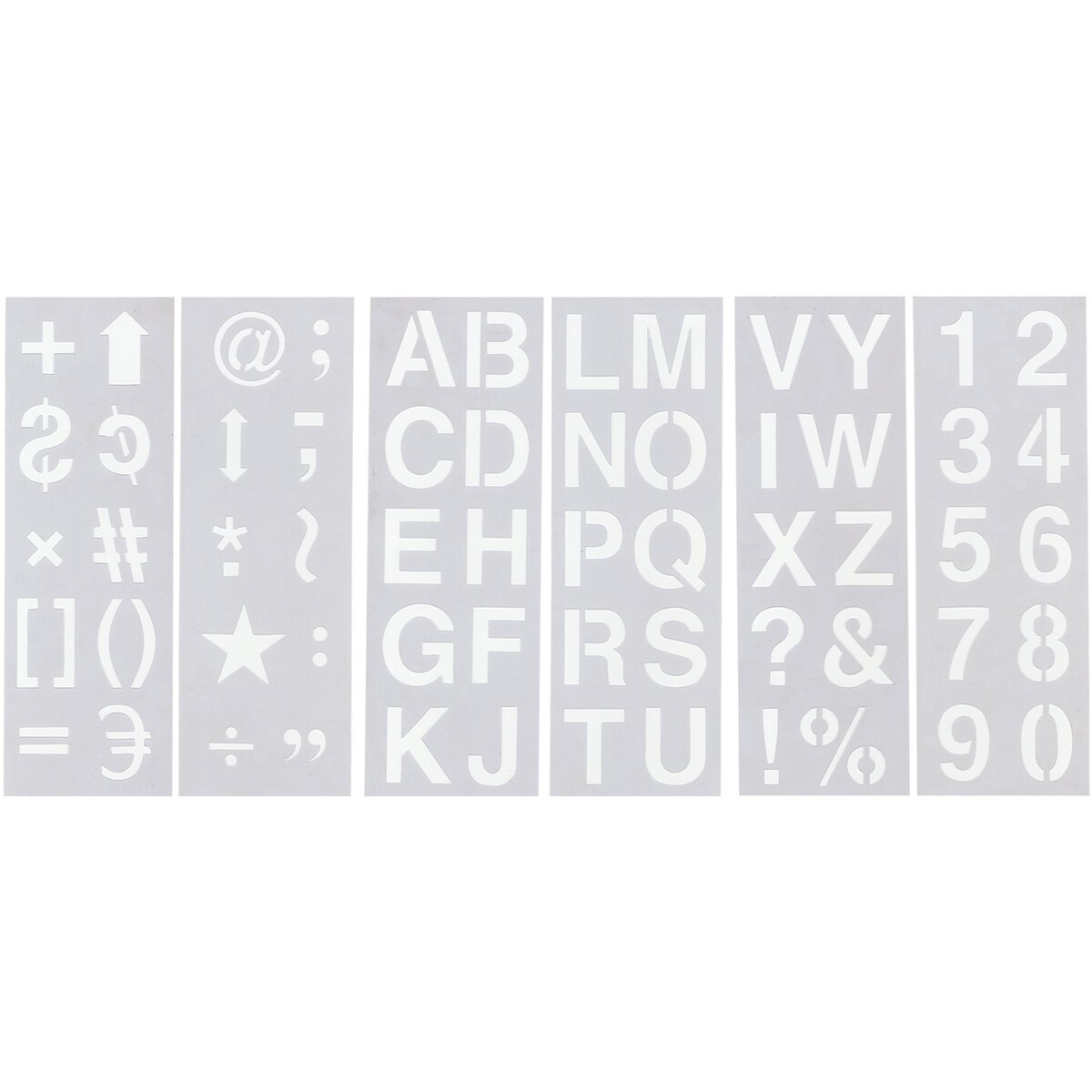 Color Factory Stencil Sheet Set 13"X4.5" 6/Pkg-Alphabet, Numbers & Symbols 2"