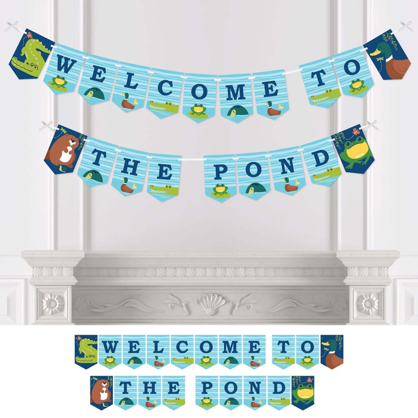 Big Dot of Happiness Pond Pals - Frog, Alligator, Turtle and Duck Birthday  Party Decorations Party Banner