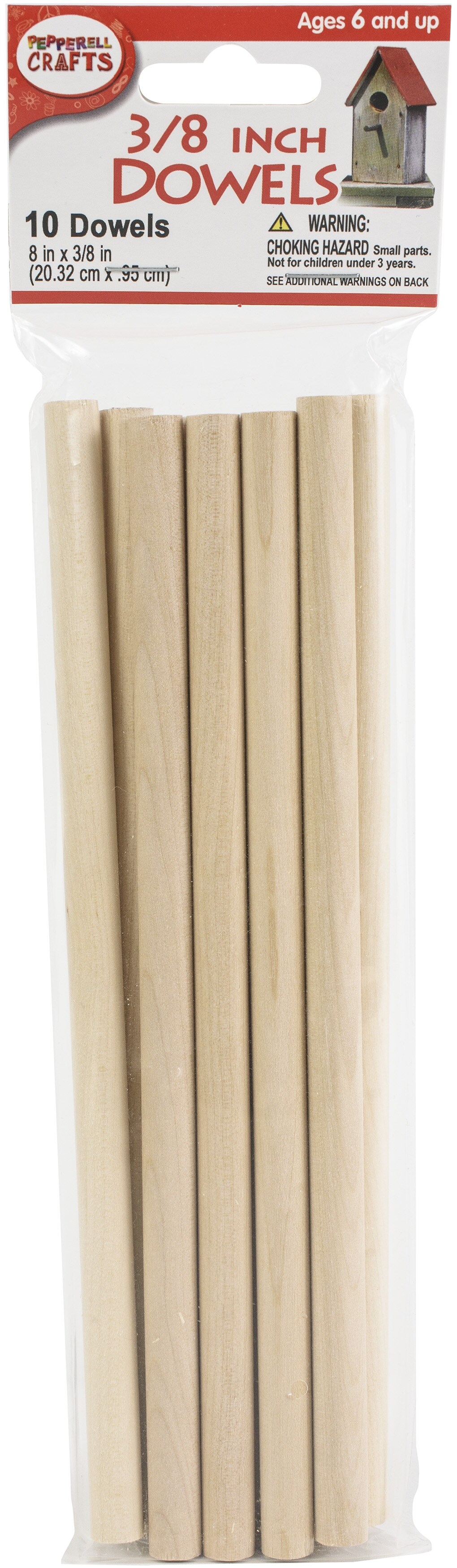 Pepperell Crafts Dowels 10/Pkg-0.375&#x22;X8&#x22;