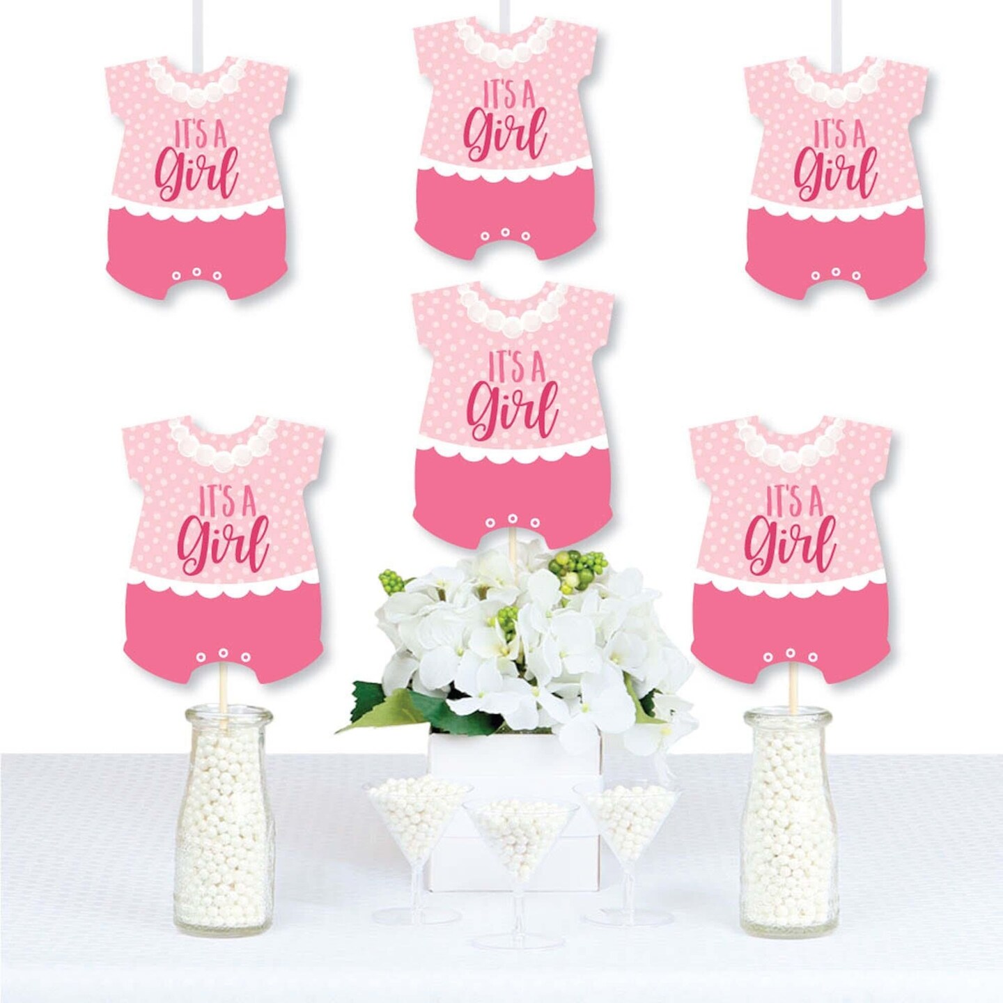 Big Dot of Happiness It's a Girl Baby Bodysuit Decorations DIY Pink