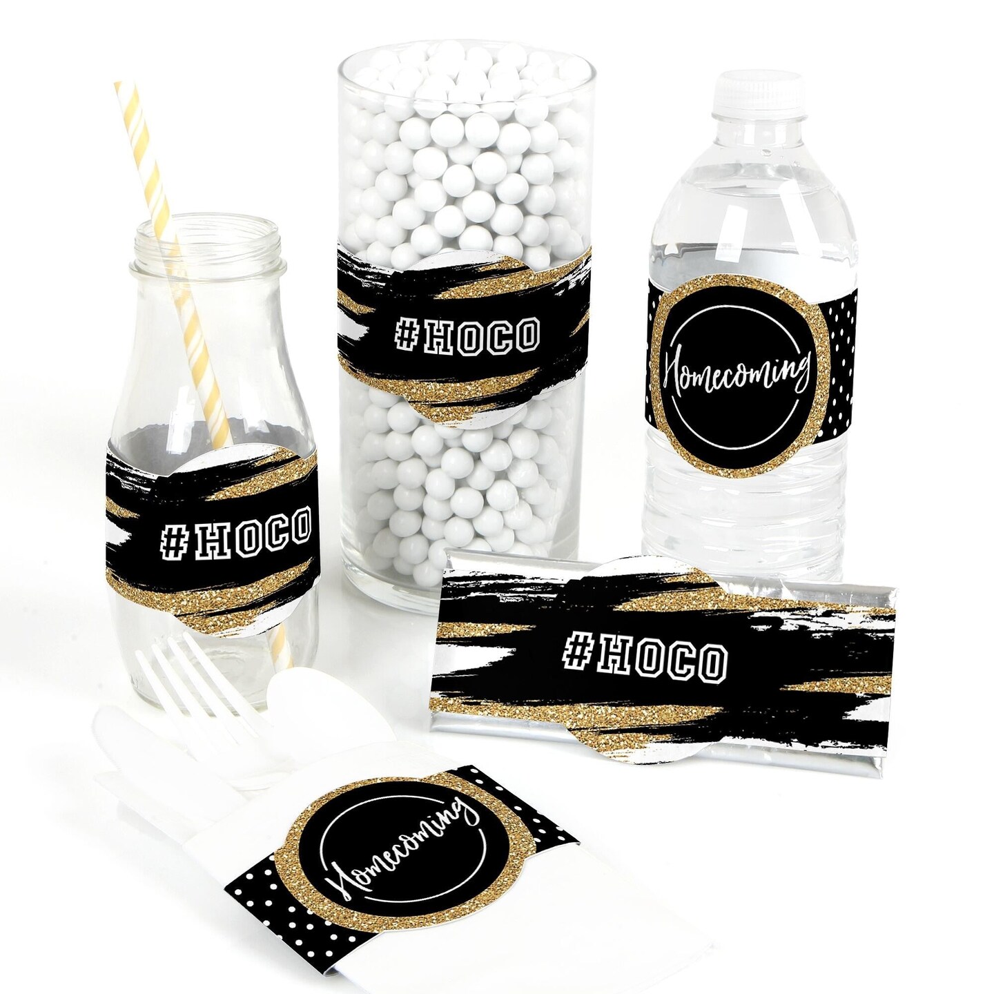 Big Dot of Happiness Hoco Dance - DIY Party Supplies - Homecoming DIY Wrapper Favors and Decorations - Set of 15