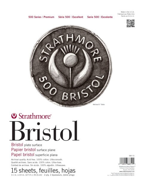 Strathmore Bristol Vellum Paper Pad 11&#x22;X14&#x22;-15 Sheets