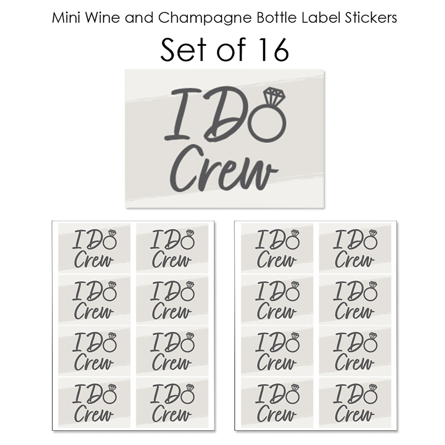 Big Dot of Happiness Champagne Elegantly Simple - Mini Wine &#x26; Champagne Bottle Label Stickers - Wedding or Bridal Shower Guest Party Favor Gift 16 Ct