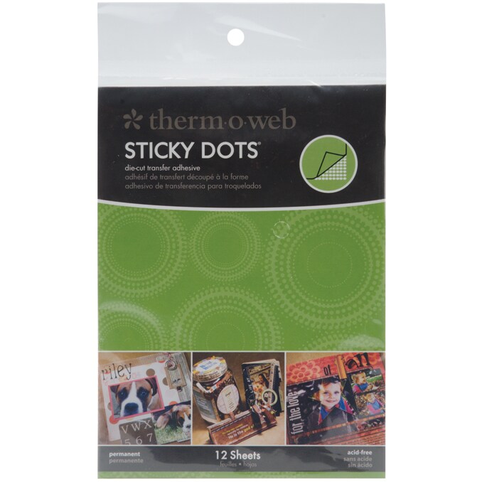 Thermoweb Sticky Dot Die-Cut Adhesive Sheets-4.25"X5.5" 12/Pkg