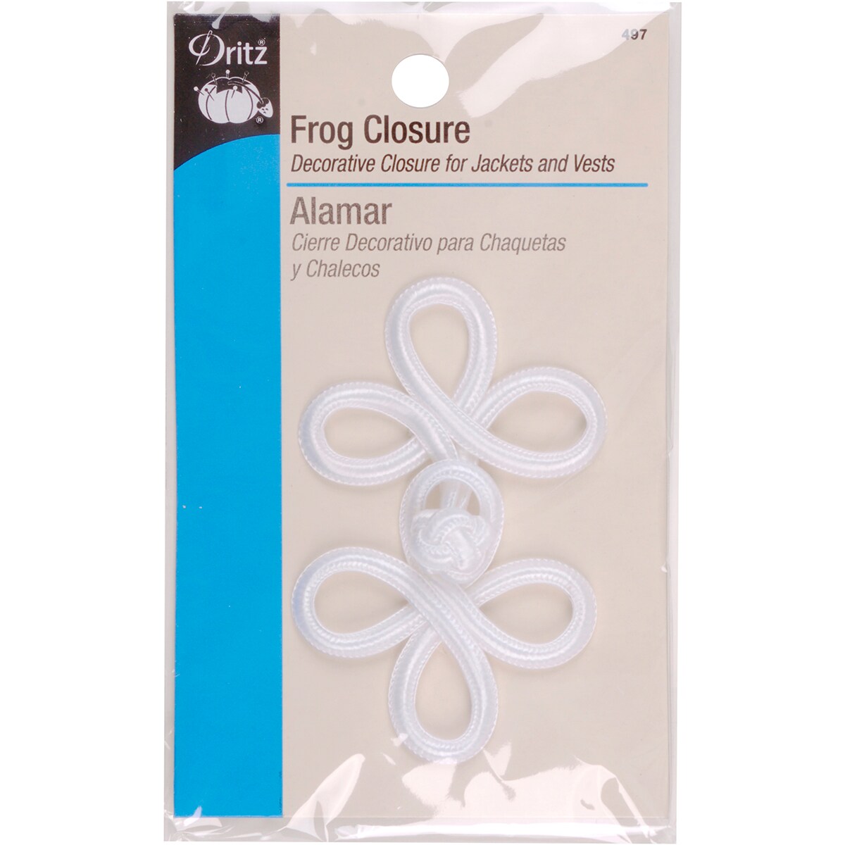 Dritz Frog Closure 3 Loop-White 3&#x22;
