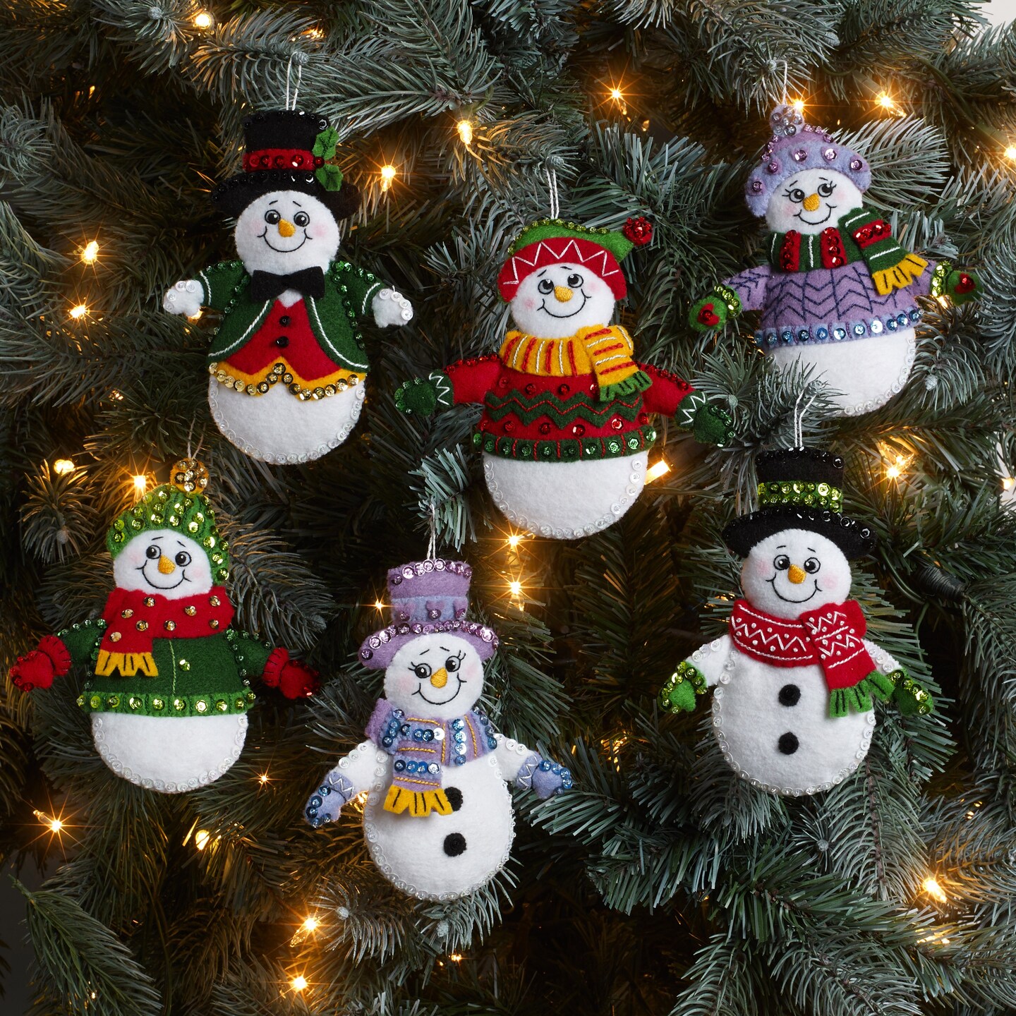 Bucilla Felt Ornaments Applique Kit Set Of 6-Snow Much Fun