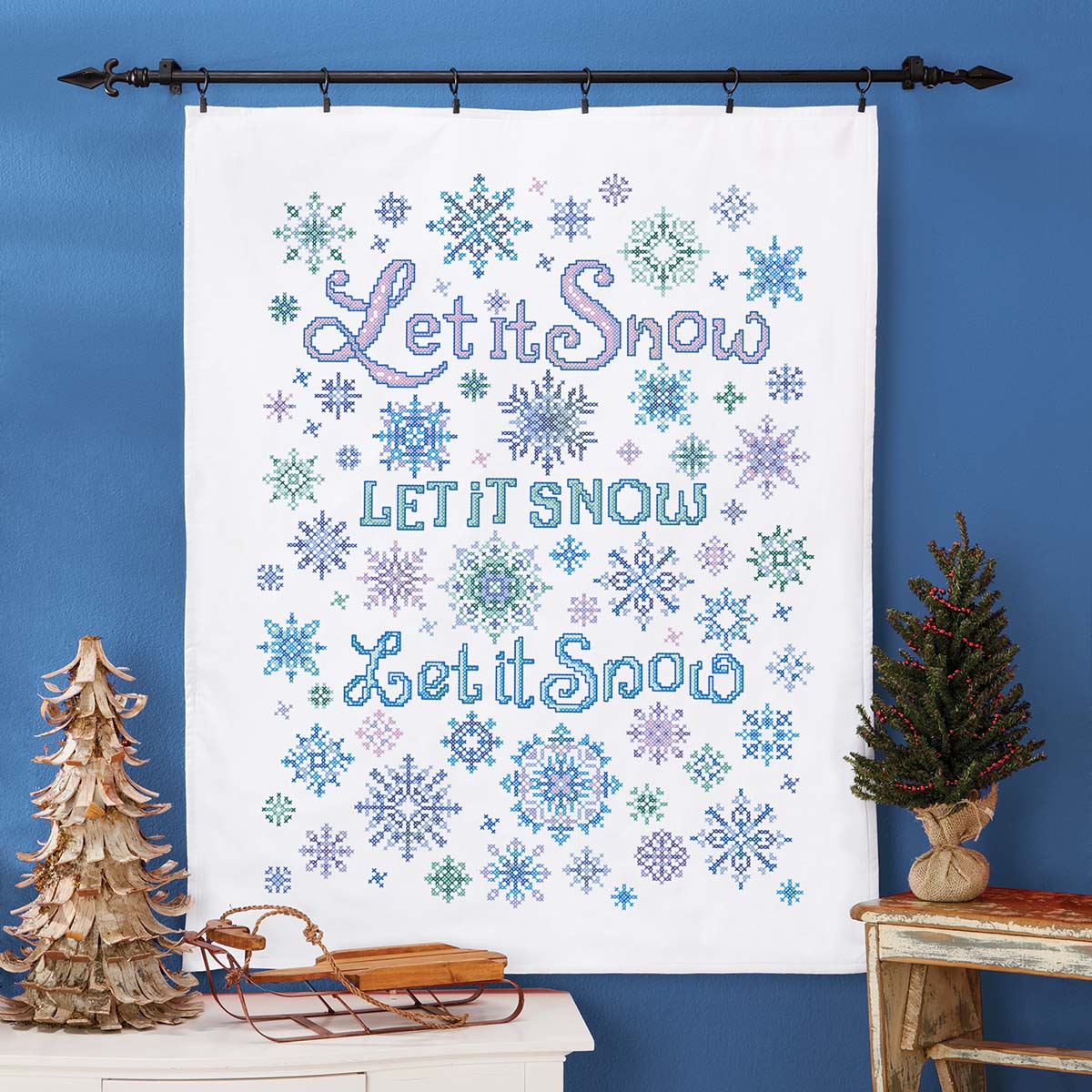 Herrschners Let It Snow Lap Quilt Top Stamped CrossStitch Kit Michaels