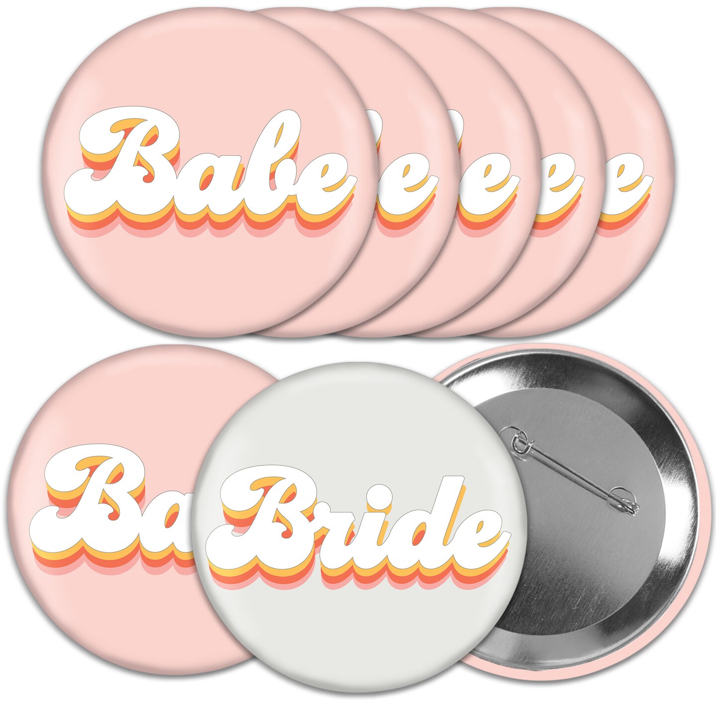 Big Dot of Happiness Bride&#x27;s Babes - 3 inch Bachelorette Party Badge - Pinback Buttons - Set of 8