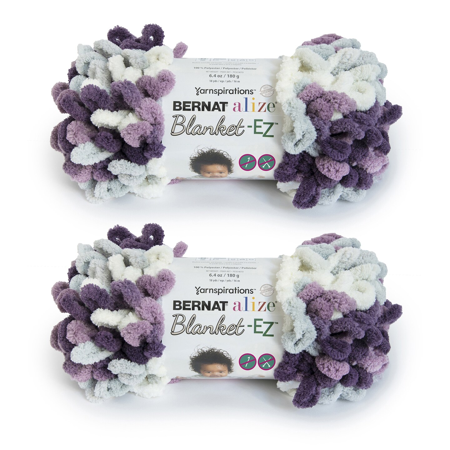 Bernat Alize Blanket Thistle Yarn - 2 Pack of 180g/6.4oz - Polyester - 7 Jumbo - 18 Yards - Knitting/Crochet