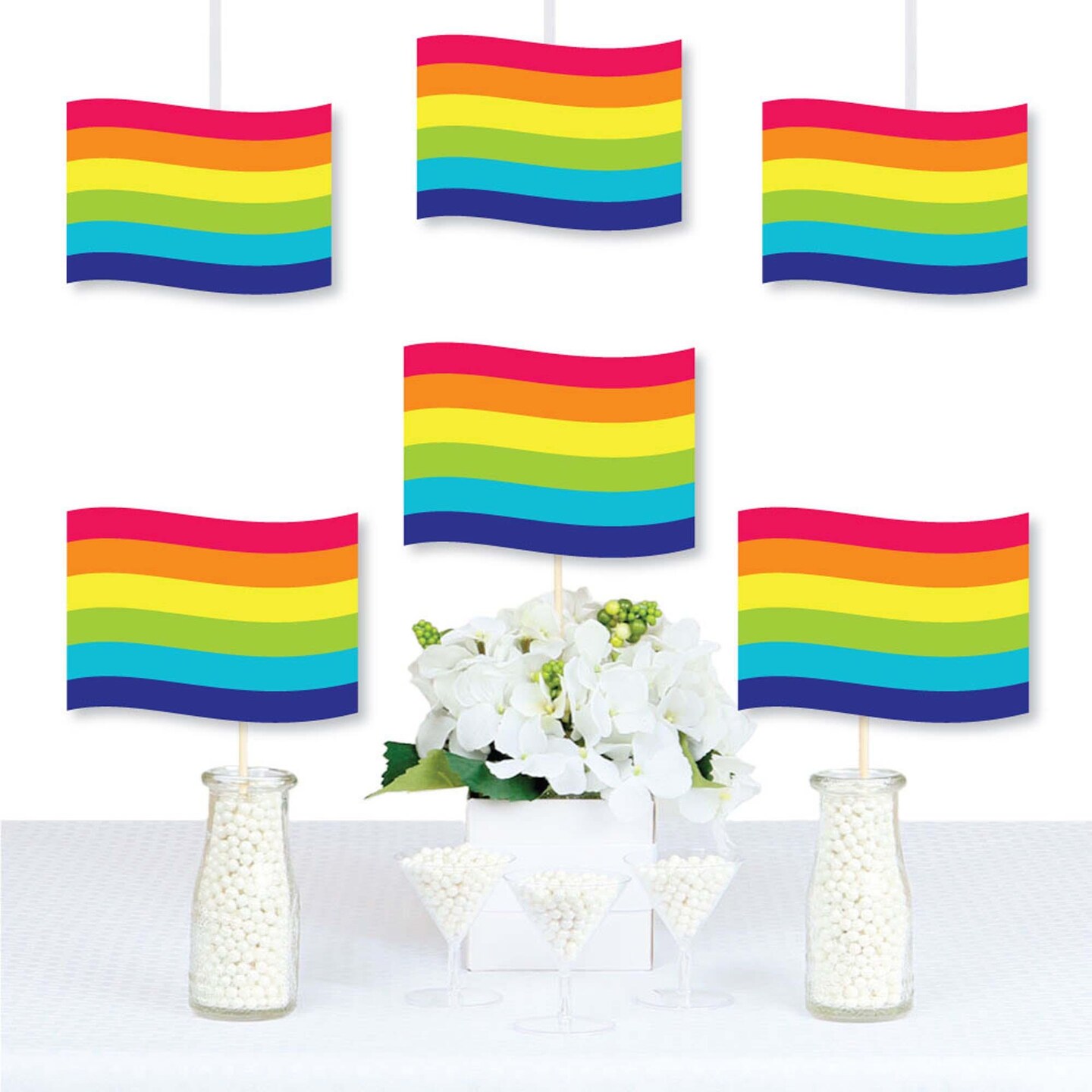 Big Dot of Happiness Love is Love - Pride - Flag Decorations DIY Rainbow Party Essentials - Set of 20