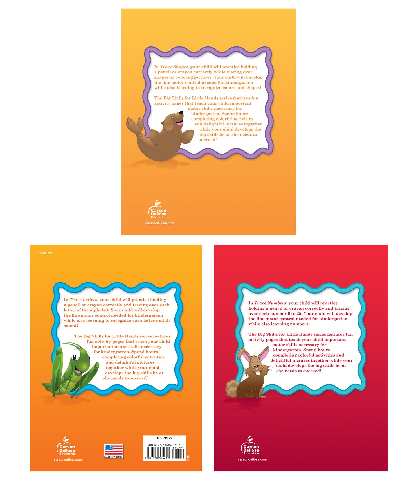 Carson Dellosa Big Skills Tracing Books for Kids Ages 3-5, Numbers, Shapes, and Letter Tracing for Kids Ages 3-5, Early Learning Phonics and Math Toddler Activity Book Set for Preschool & Kindergarten