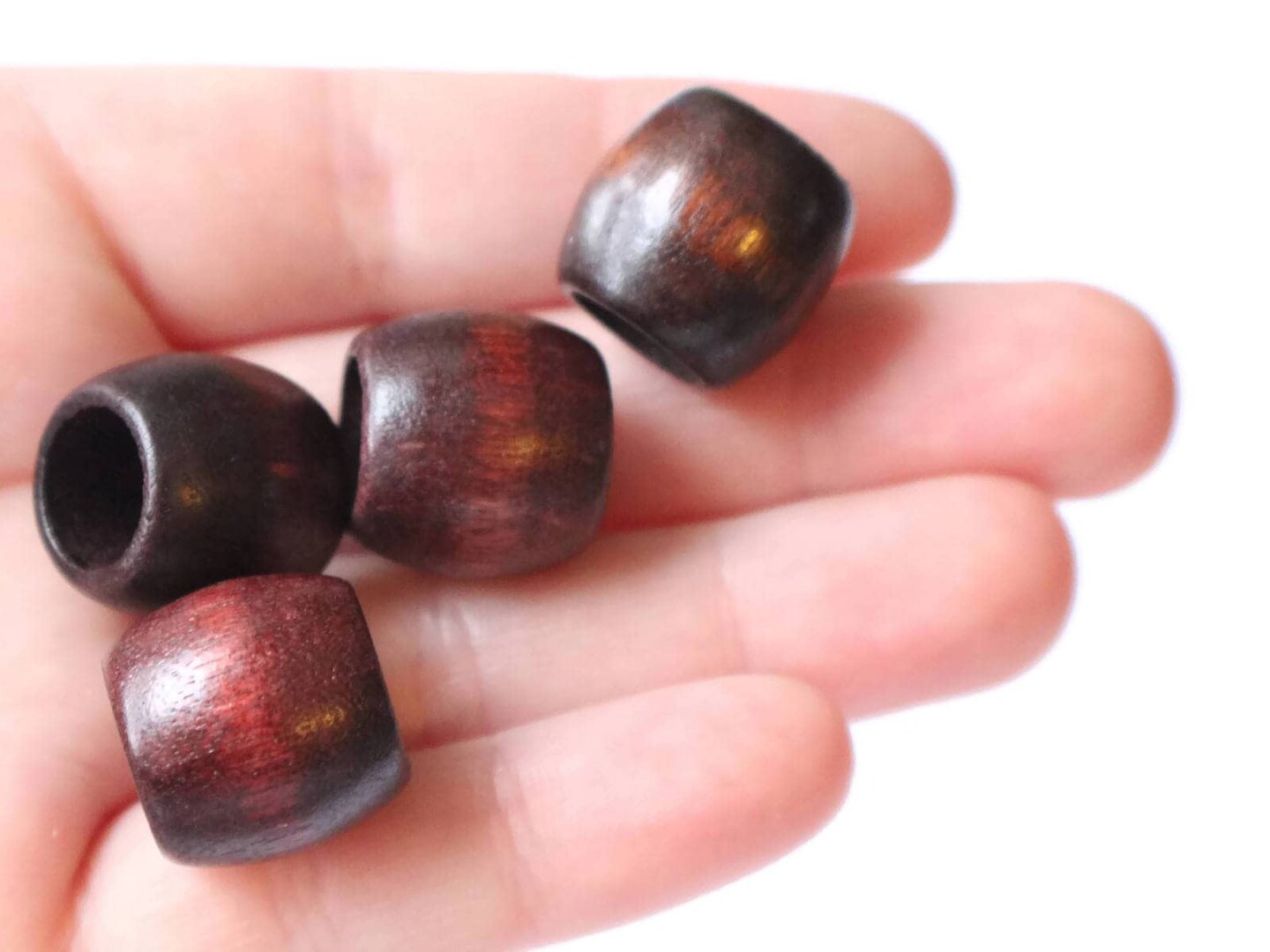8 17mm Wooden Barrel Large Hole Dark Brown Vintage Wood Beads bH3