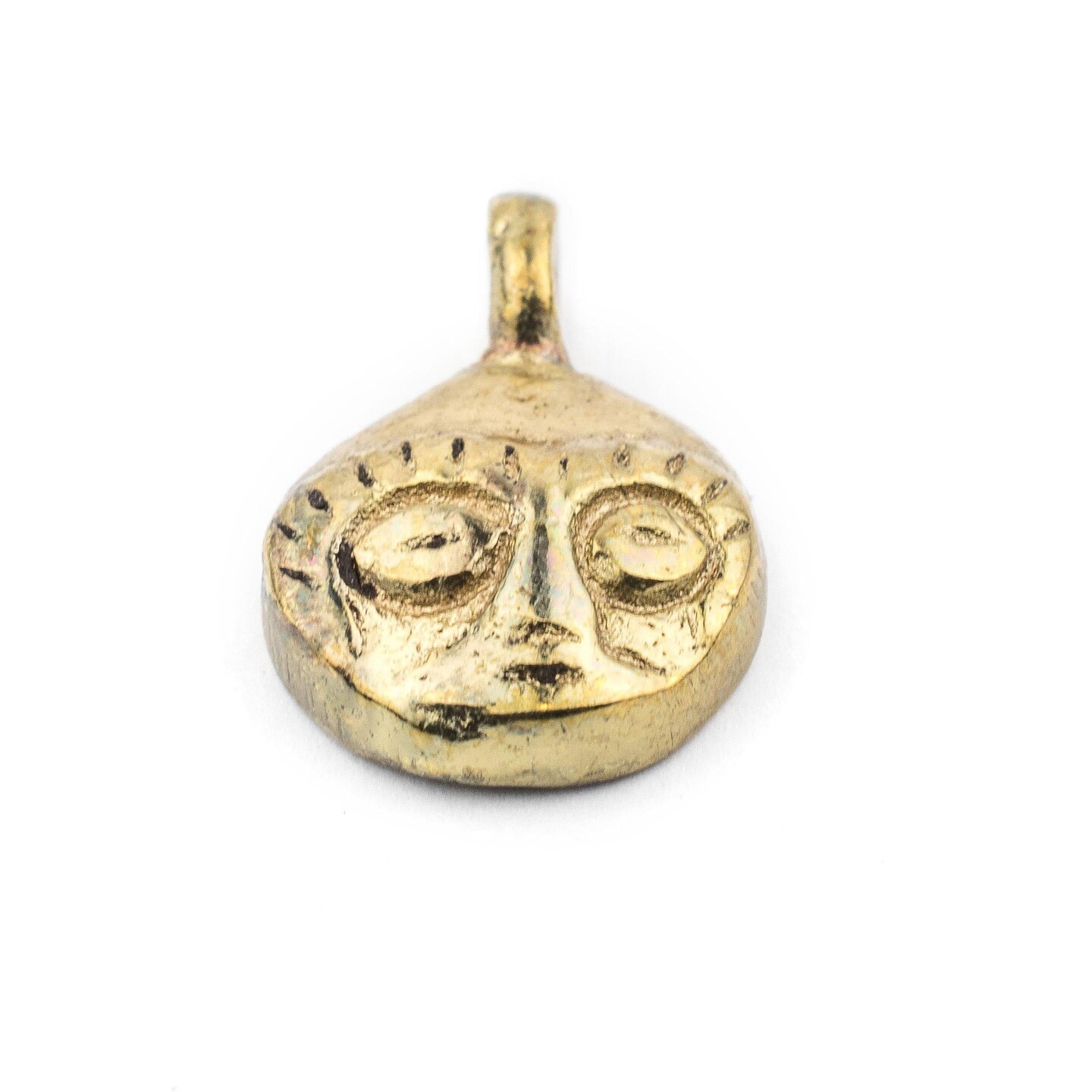 TheBeadChest African Brass Mask Charm Pendant (19x14mm): Genuine West African Mask Design for DIY Jewelry &#x26; Necklaces