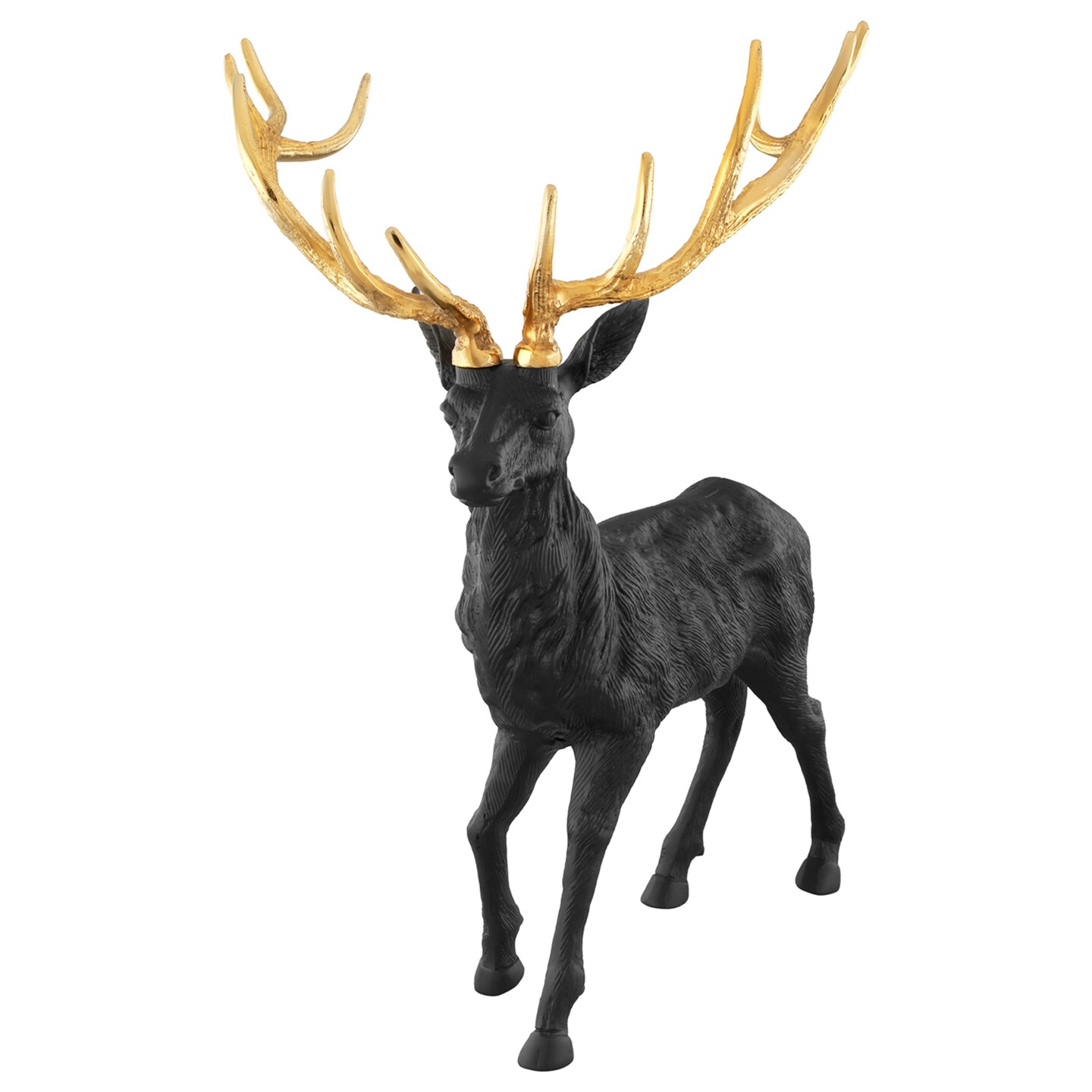 Costway Standing Reindeer Statue Aluminum Deer Sculpture Christmas Decor 19&#x22; x 18&#x22; x 25&#x22;