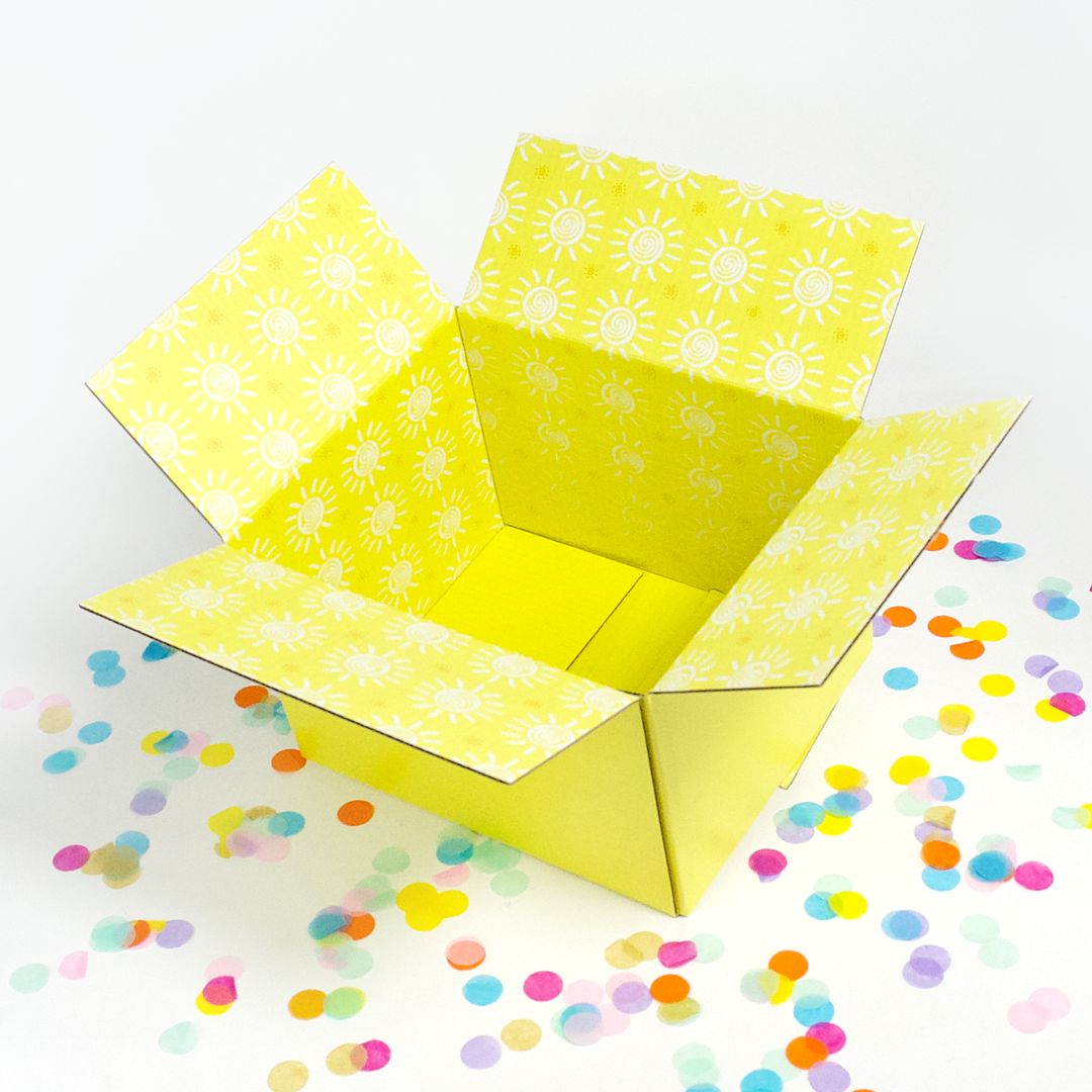 Great Papers! Giftin Corrugated Shipping Box, Sunshine, 12" x 10" x 1/8", Printed Inside and Out, 2-Pack