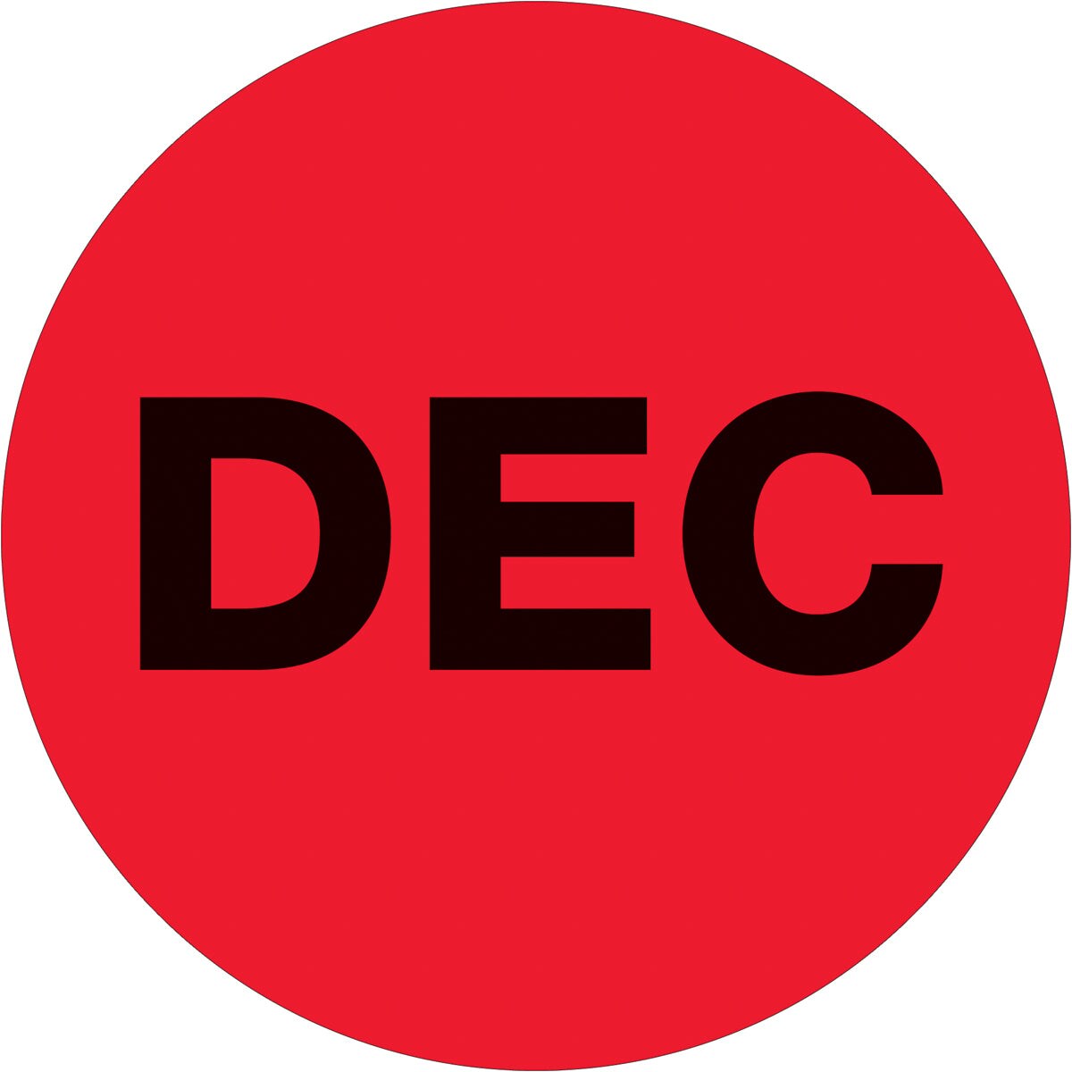 Tape Logic Months of the Year Labels, "DEC", 1" Circle, Fluorescent Red