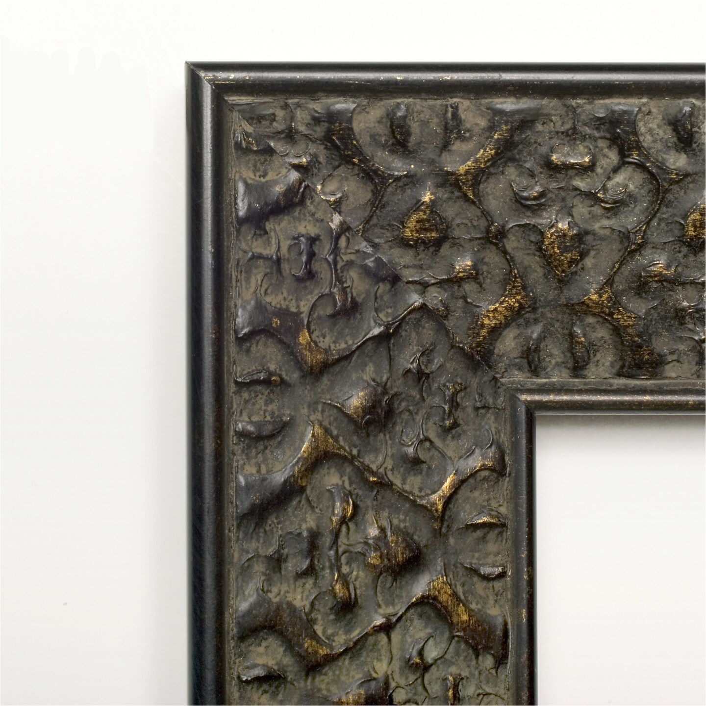 Intaglio Embossed Black Wood Framed Corkboard, White Cork